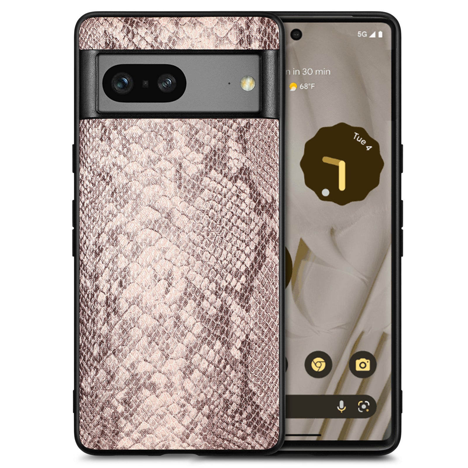For Google Pixel 7 5G Shockproof Cell Phone Case Snake Texture PU Leather Coated PC TPU Cover