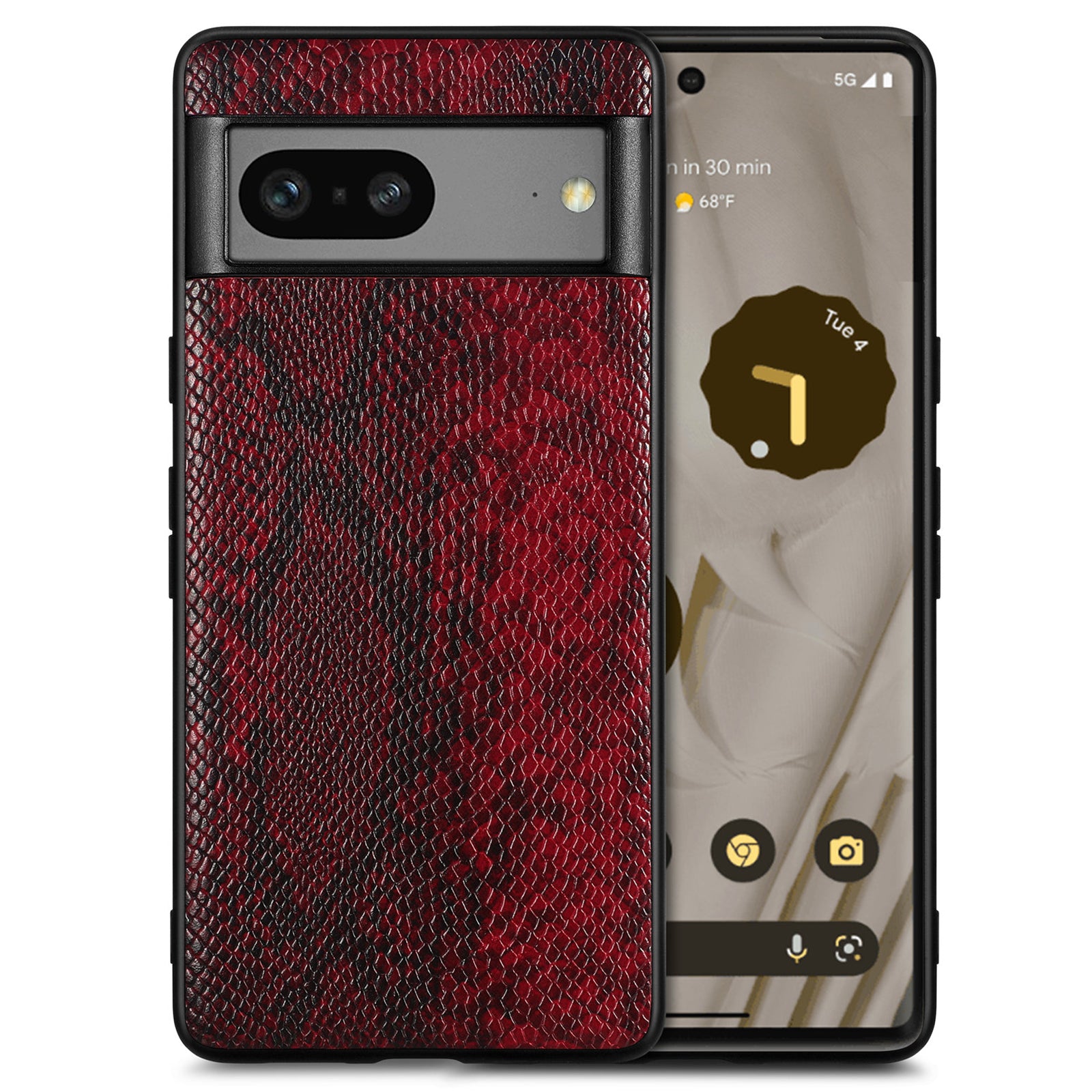 For Google Pixel 7 5G Shockproof Cell Phone Case Snake Texture PU Leather Coated PC TPU Cover