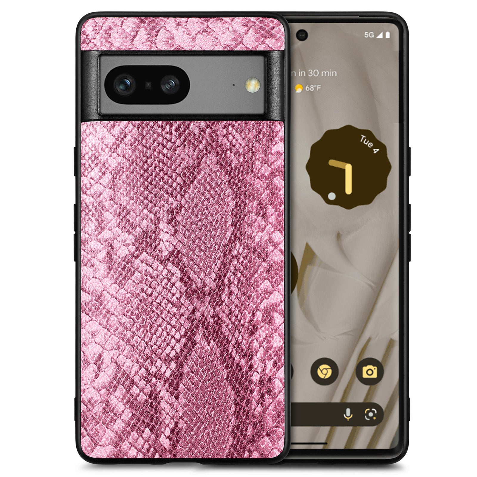 For Google Pixel 7 5G Shockproof Cell Phone Case Snake Texture PU Leather Coated PC TPU Cover