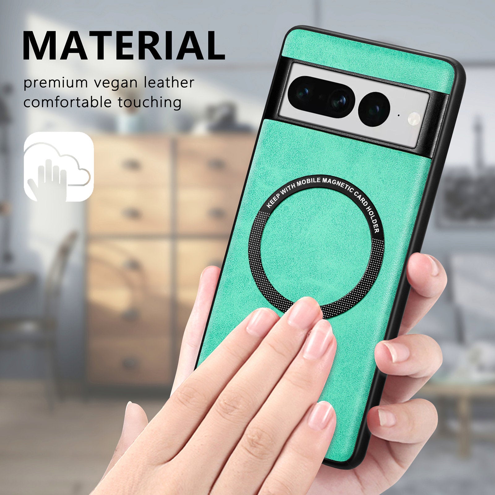 Leather Coated PC TPU Case Compatible with MagSafe for Google Pixel 7 Pro 5G Phone Cover