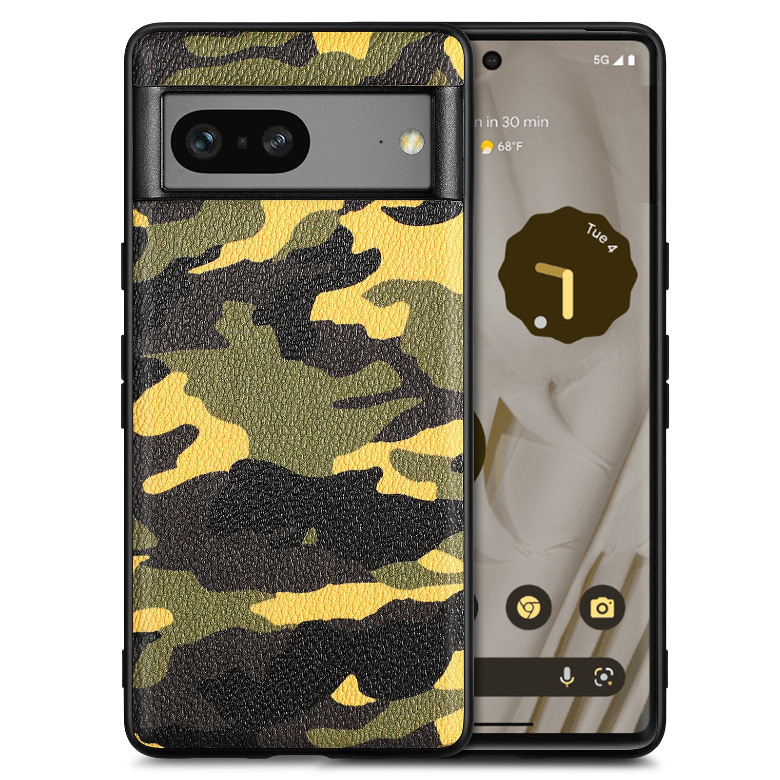 For Google Pixel 7a 5G Camouflage Pattern Phone Case PU Leather Coated PC TPU Cell Phone Cover
