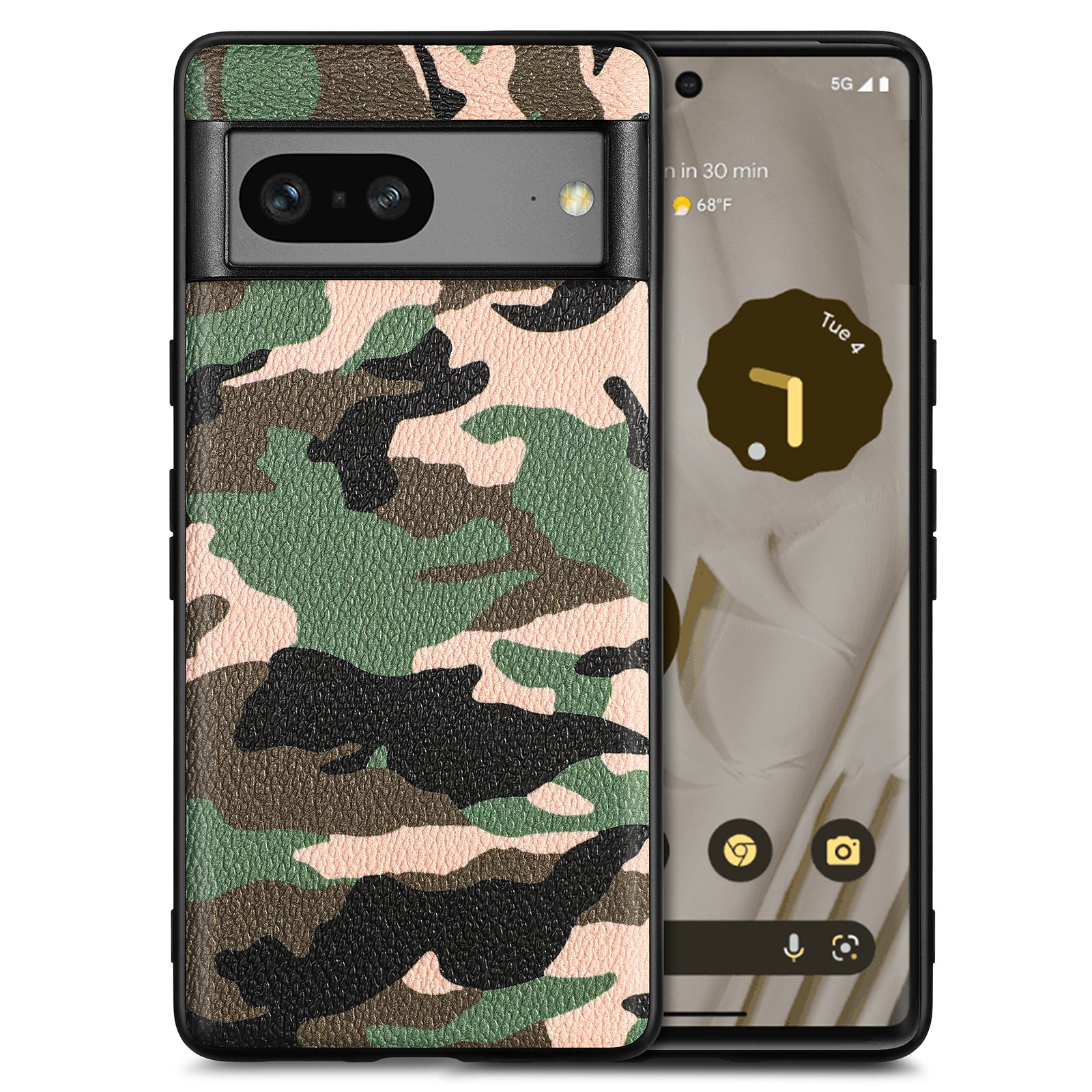 For Google Pixel 7a 5G Camouflage Pattern Phone Case PU Leather Coated PC TPU Cell Phone Cover
