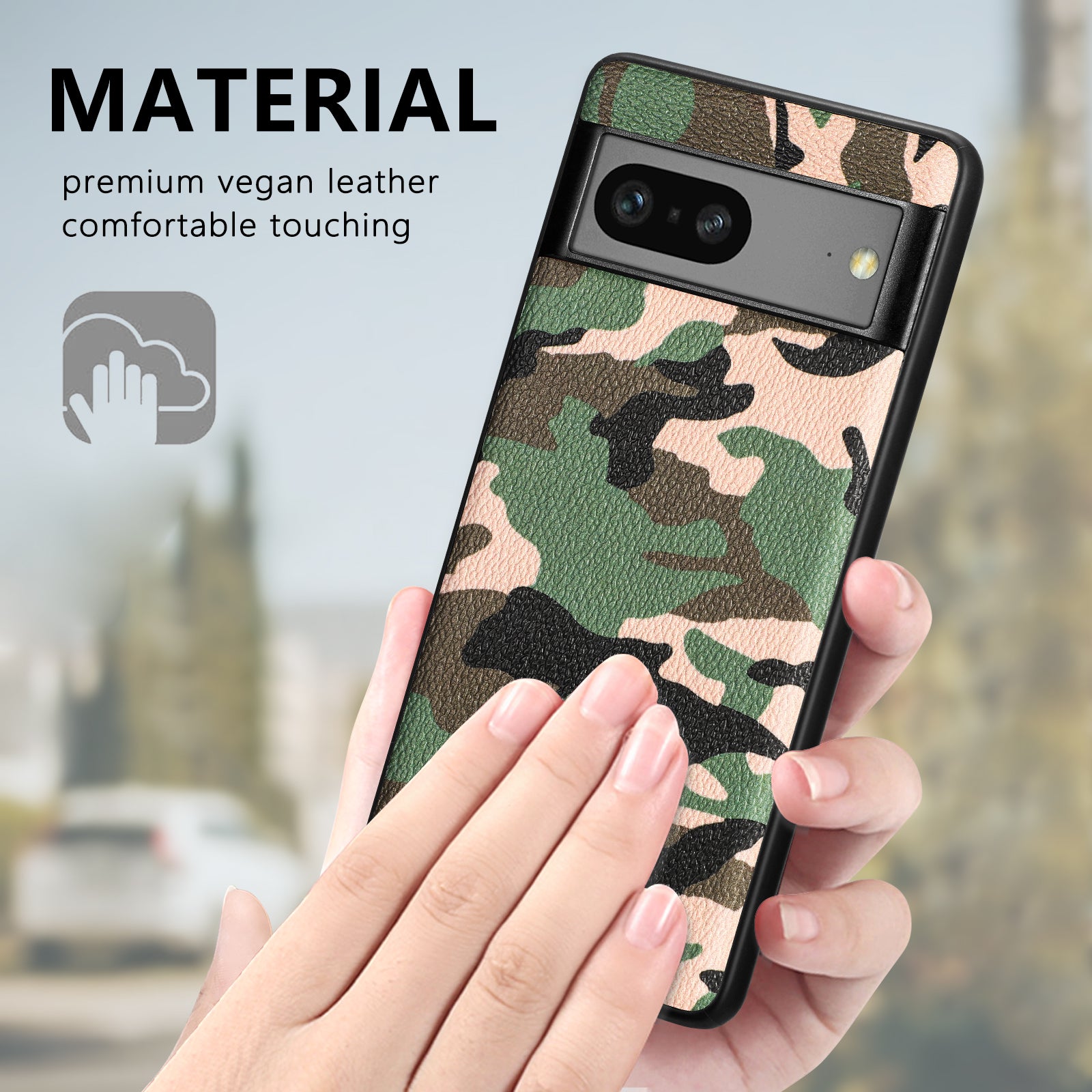 For Google Pixel 7a 5G Camouflage Pattern Phone Case PU Leather Coated PC TPU Cell Phone Cover