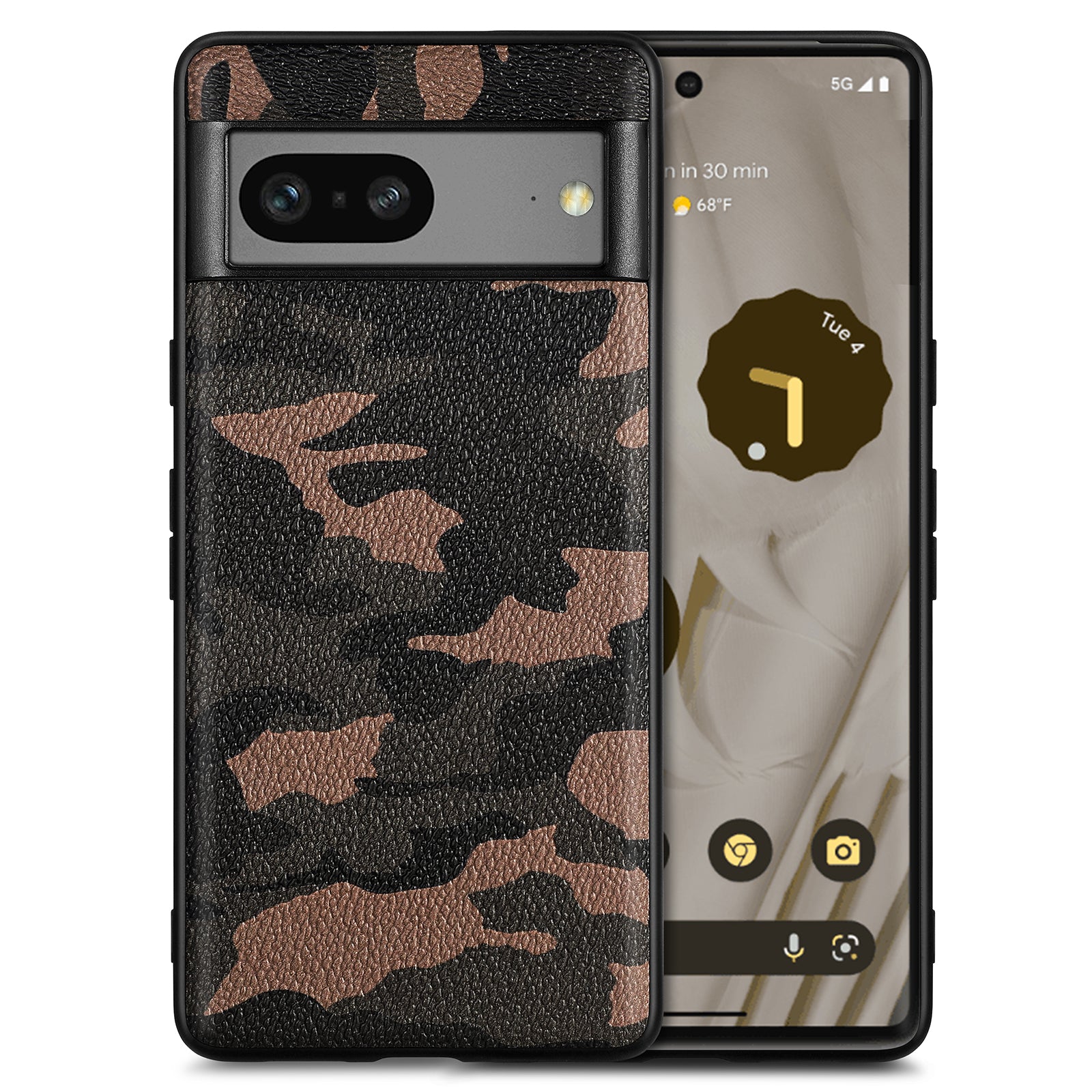 For Google Pixel 7a 5G Camouflage Pattern Phone Case PU Leather Coated PC TPU Cell Phone Cover