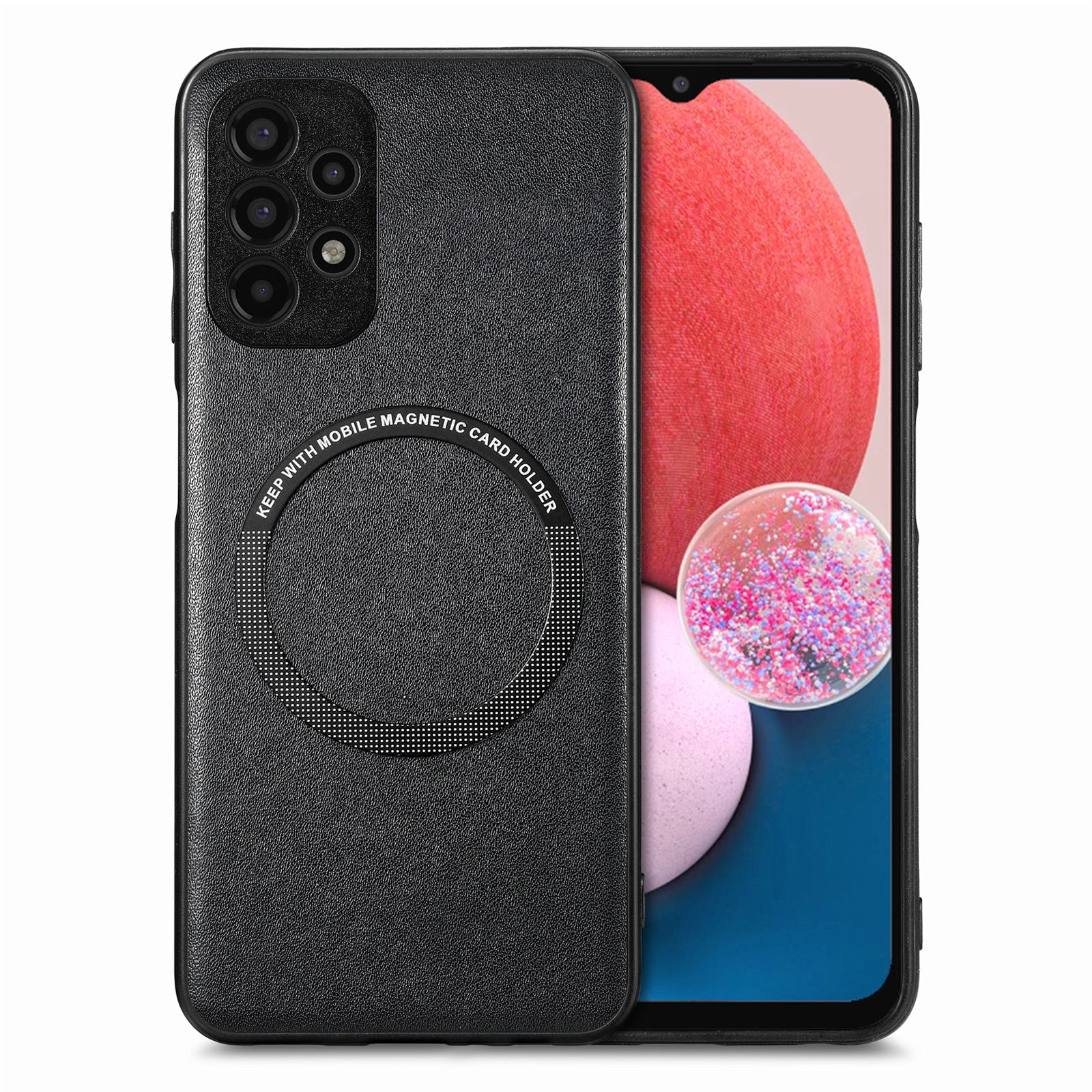 For Samsung Galaxy A13 4G Phone Case Compatible with MagSafe PU Leather Coated PC TPU Cover