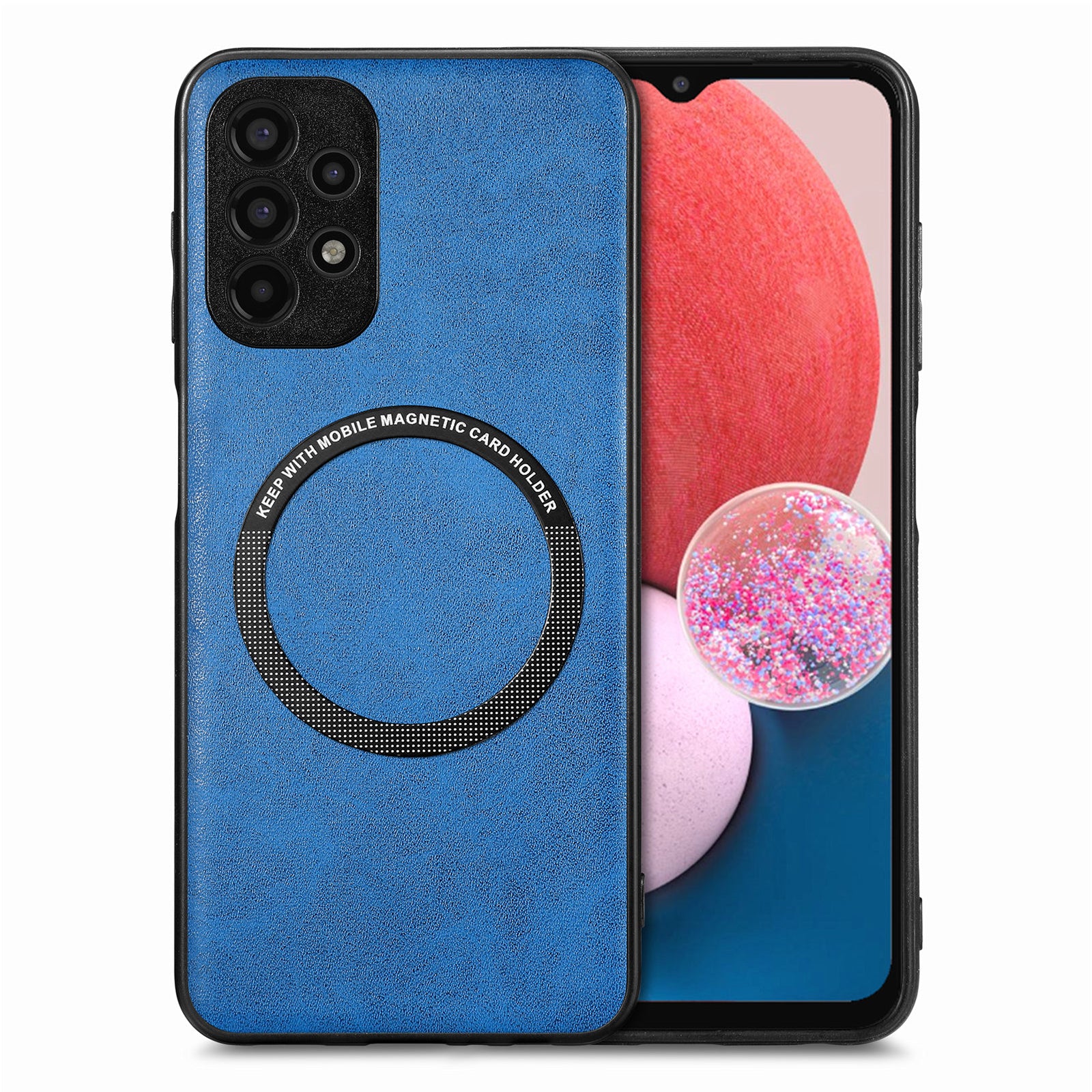 For Samsung Galaxy A13 4G Phone Case Compatible with MagSafe PU Leather Coated PC TPU Cover