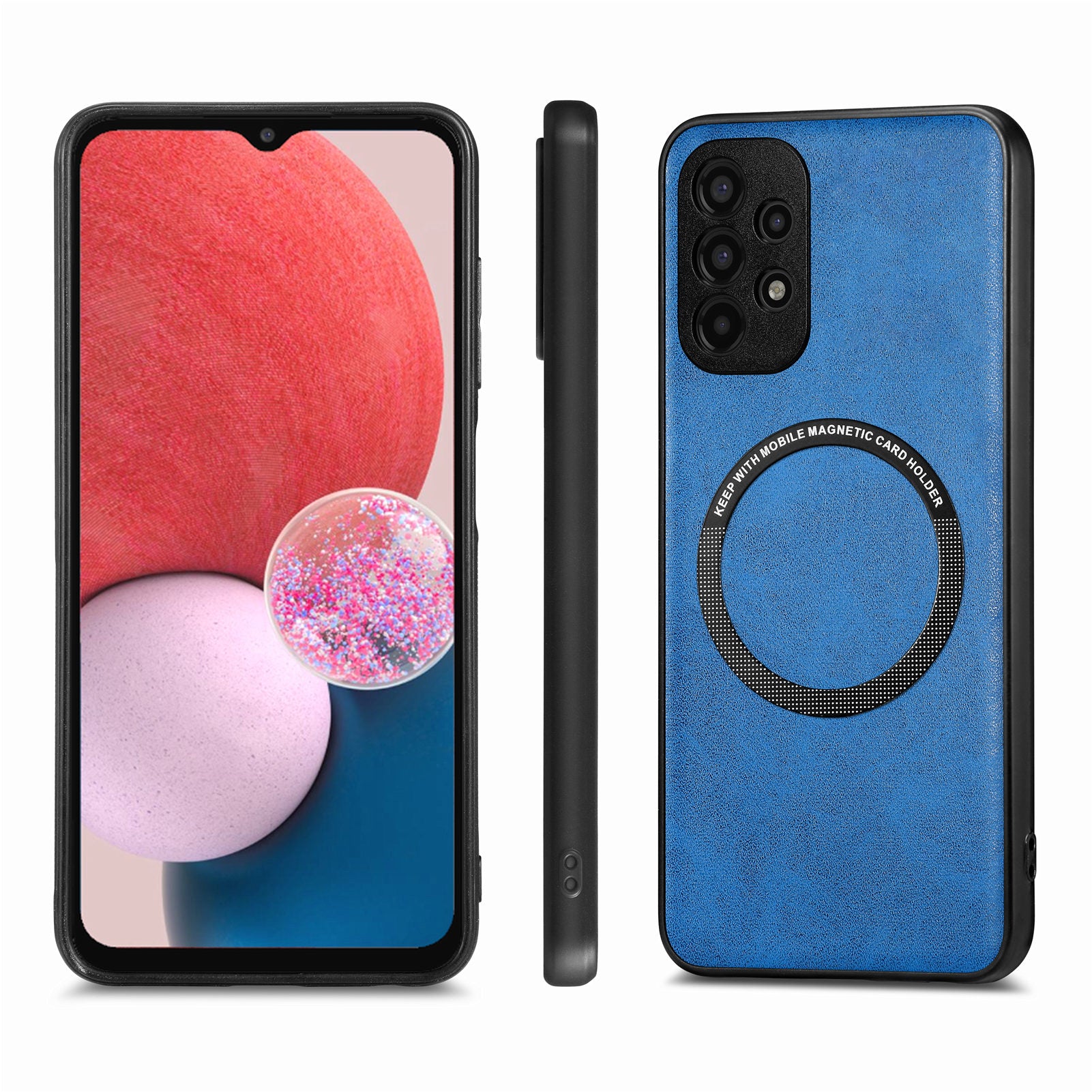 For Samsung Galaxy A13 4G Phone Case Compatible with MagSafe PU Leather Coated PC TPU Cover