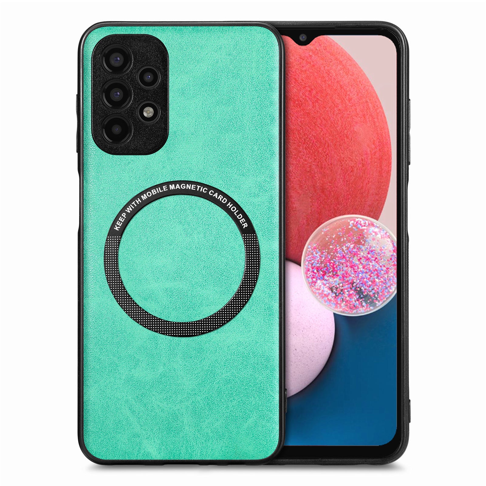 For Samsung Galaxy A13 4G Phone Case Compatible with MagSafe PU Leather Coated PC TPU Cover