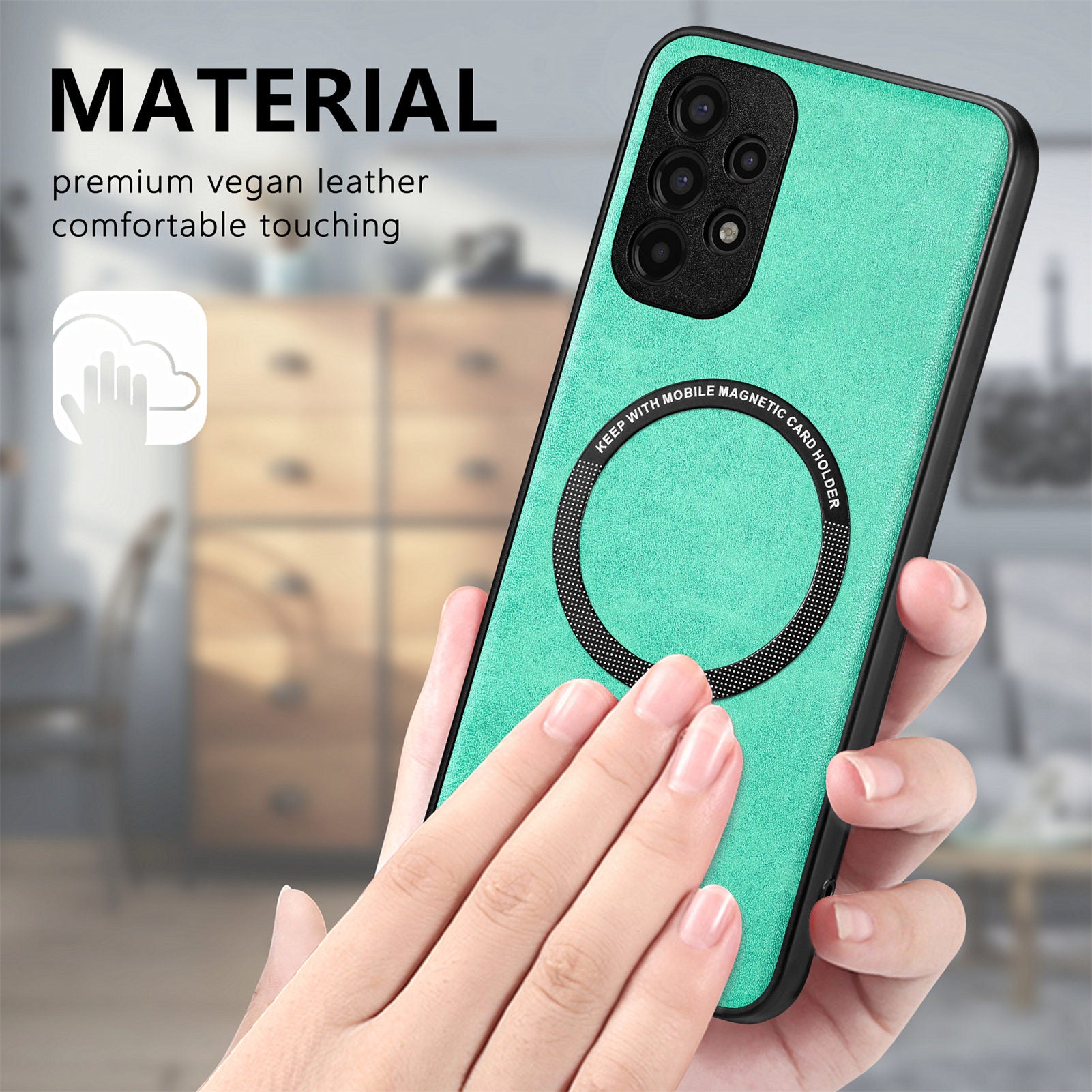 For Samsung Galaxy A13 4G Phone Case Compatible with MagSafe PU Leather Coated PC TPU Cover