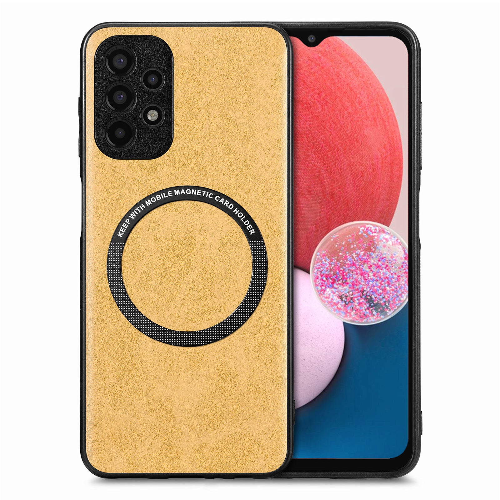 For Samsung Galaxy A13 4G Phone Case Compatible with MagSafe PU Leather Coated PC TPU Cover