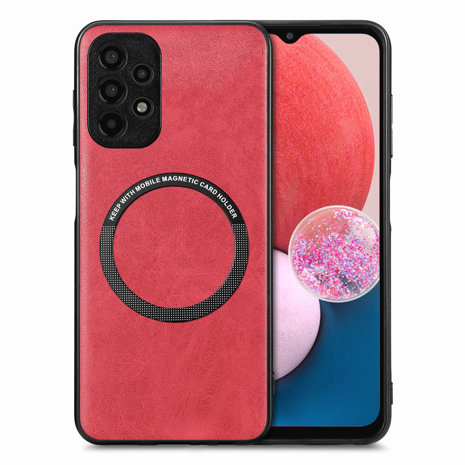 For Samsung Galaxy A13 4G Phone Case Compatible with MagSafe PU Leather Coated PC TPU Cover