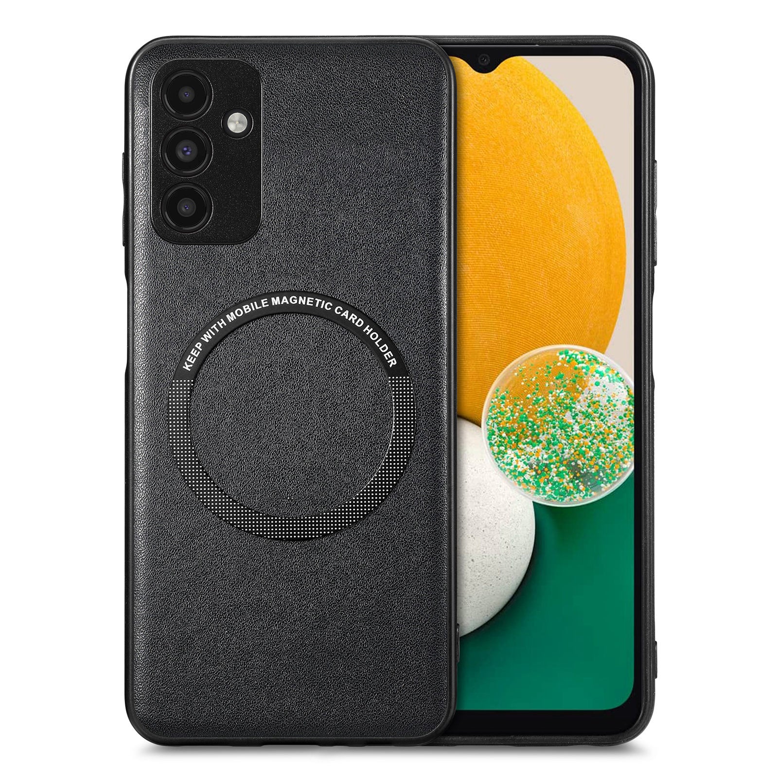 Car Mount Phone Case Compatible with MagSafe for Samsung Galaxy A13 5G PU Leather Coated PC TPU Cover with Metal Sheet