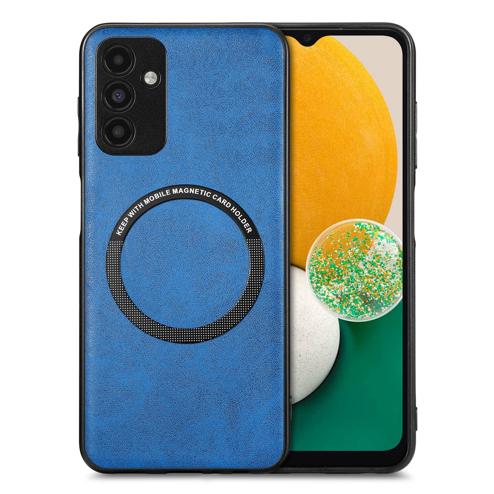 Pouzdro na telefon pro montáž do auta kompatibilní s MagSafe pro Samsung Galaxy A13 5G PU kožený kryt PC TPU s kovovým plechem