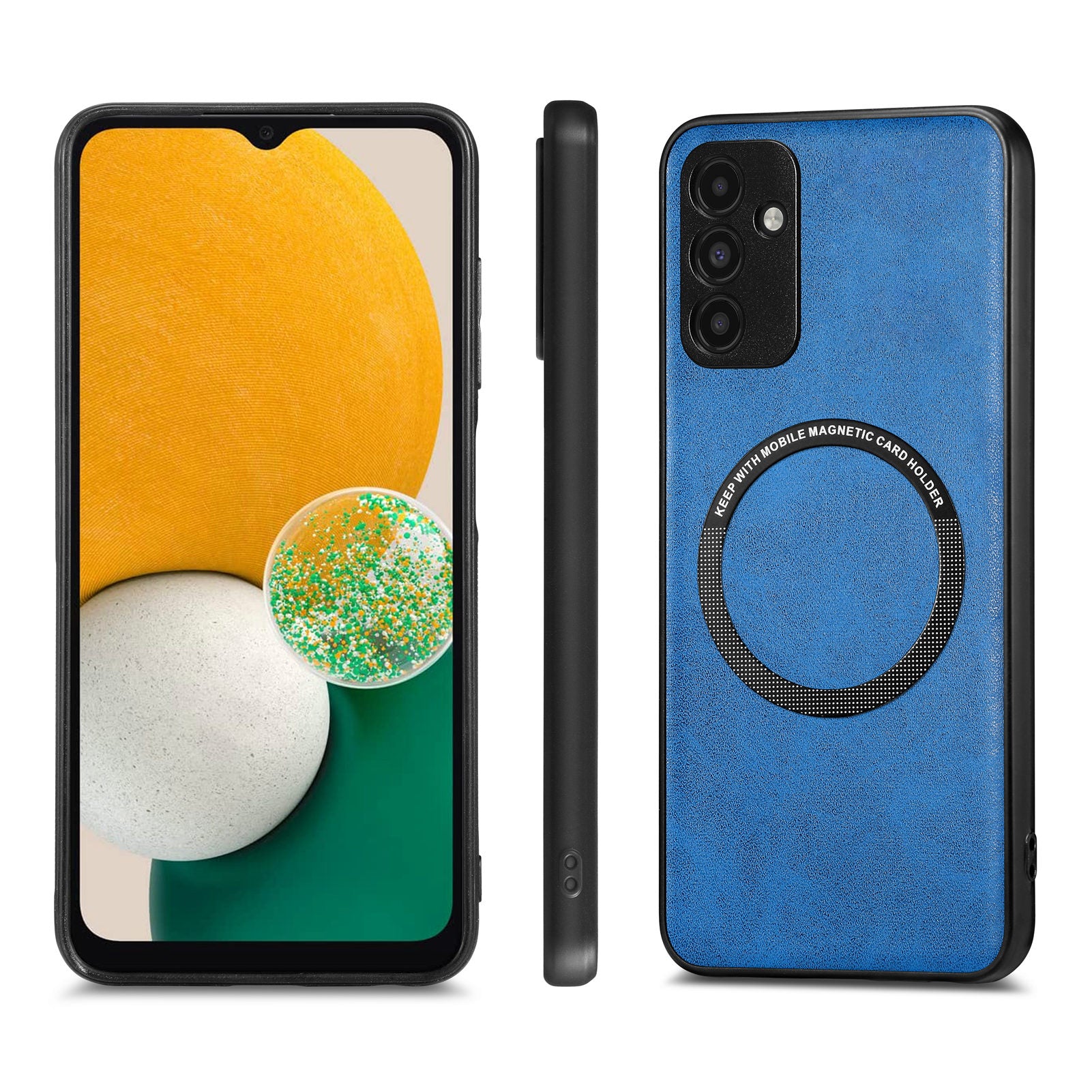 Pouzdro na telefon pro montáž do auta kompatibilní s MagSafe pro Samsung Galaxy A13 5G PU kožený kryt PC TPU s kovovým plechem