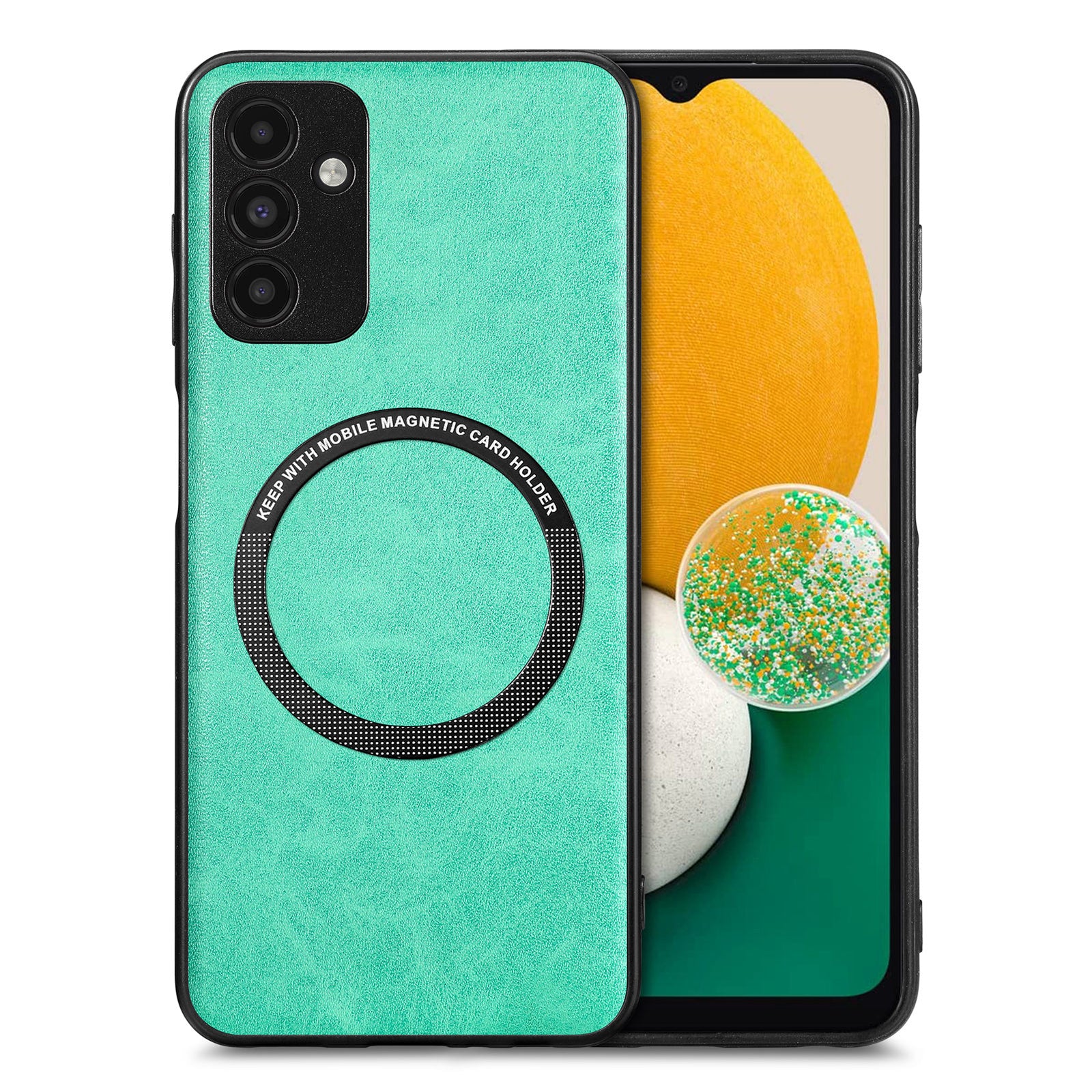 Pouzdro na telefon pro montáž do auta kompatibilní s MagSafe pro Samsung Galaxy A13 5G PU kožený kryt PC TPU s kovovým plechem