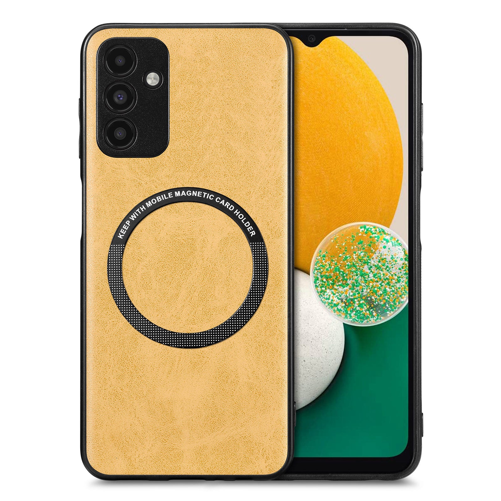 Car Mount Phone Case Compatible with MagSafe for Samsung Galaxy A13 5G PU Leather Coated PC TPU Cover with Metal Sheet