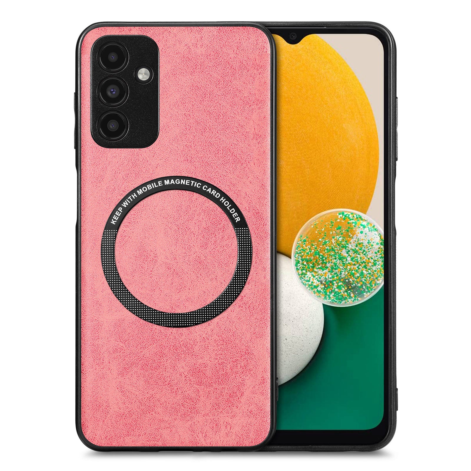 Car Mount Phone Case Compatible with MagSafe for Samsung Galaxy A13 5G PU Leather Coated PC TPU Cover with Metal Sheet