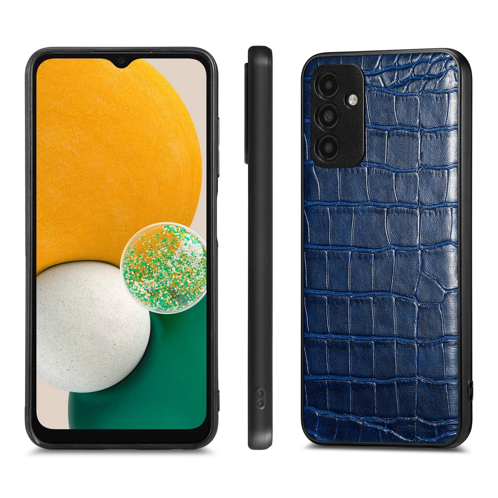 For Samsung Galaxy A13 5G Precise Cutout Phone Case Crocodile Texture PU Leather Coated TPU Cover