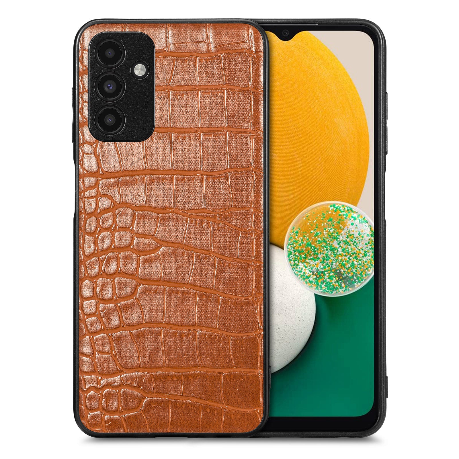 For Samsung Galaxy A13 5G Precise Cutout Phone Case Crocodile Texture PU Leather Coated TPU Cover