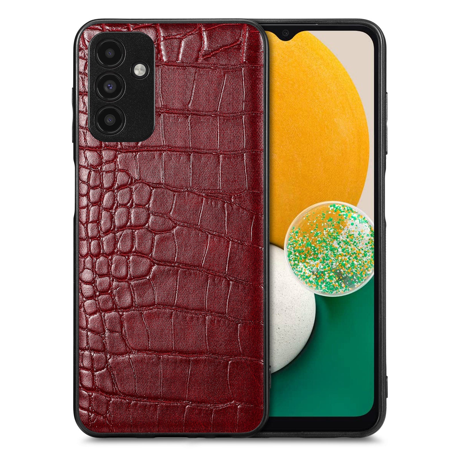 For Samsung Galaxy A13 5G Precise Cutout Phone Case Crocodile Texture PU Leather Coated TPU Cover