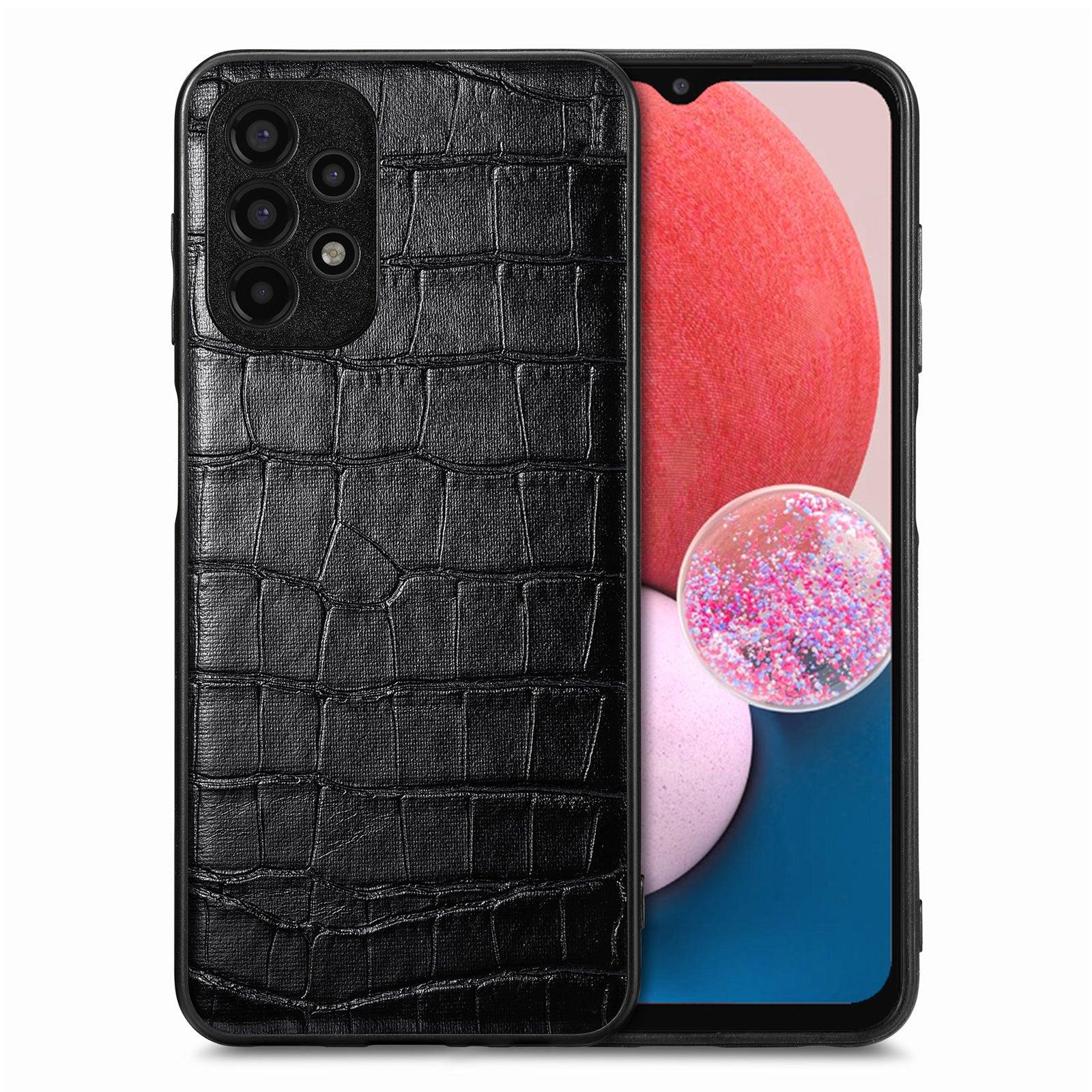 For Samsung Galaxy A13 4G Crocodile Texture Anti-scratch PU Leather Coated TPU Cover Precise Cutout Phone Case