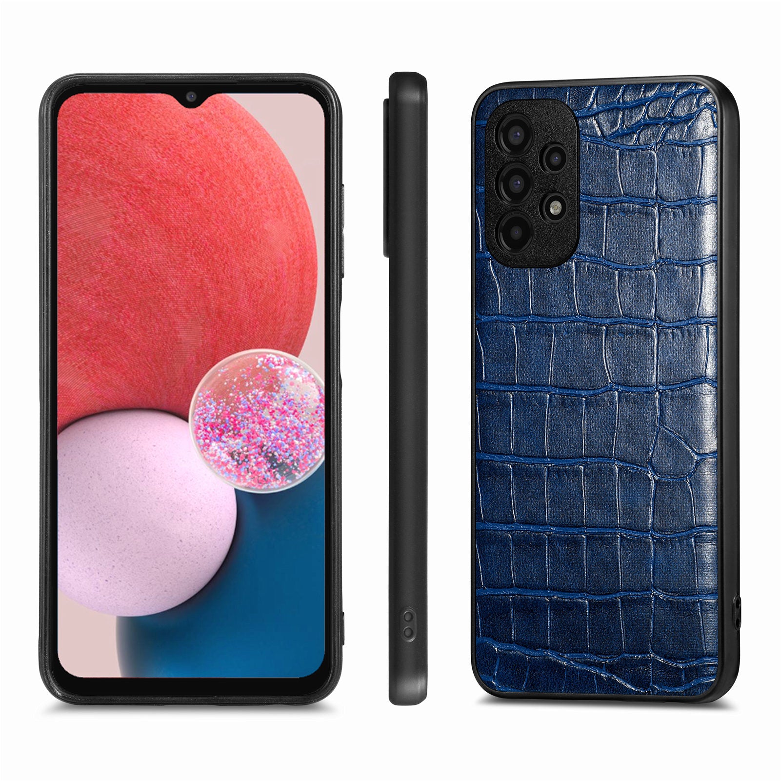 For Samsung Galaxy A13 4G Crocodile Texture Anti-scratch PU Leather Coated TPU Cover Precise Cutout Phone Case