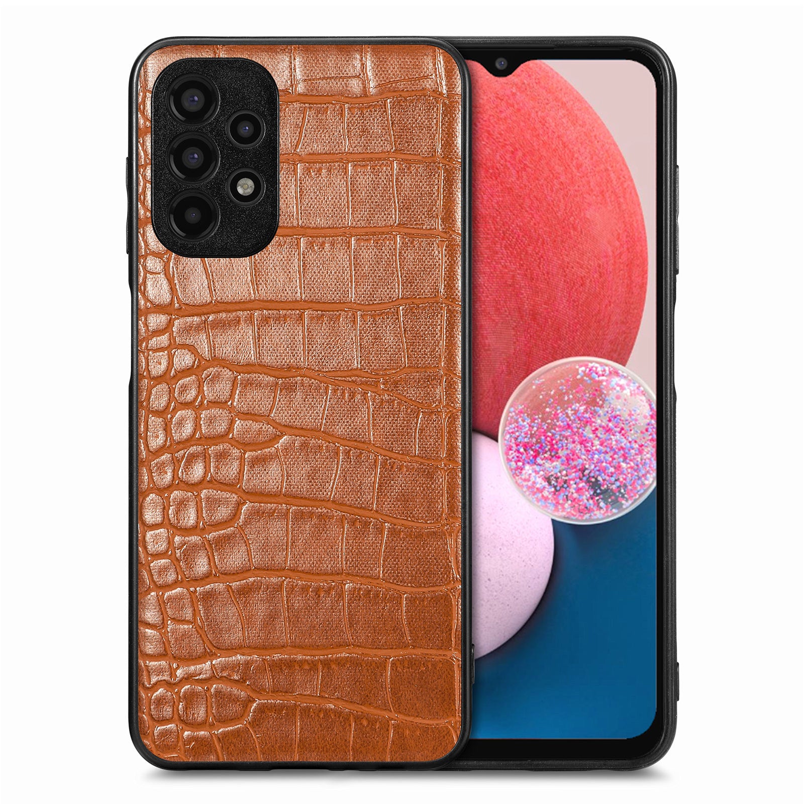 For Samsung Galaxy A13 4G Crocodile Texture Anti-scratch PU Leather Coated TPU Cover Precise Cutout Phone Case