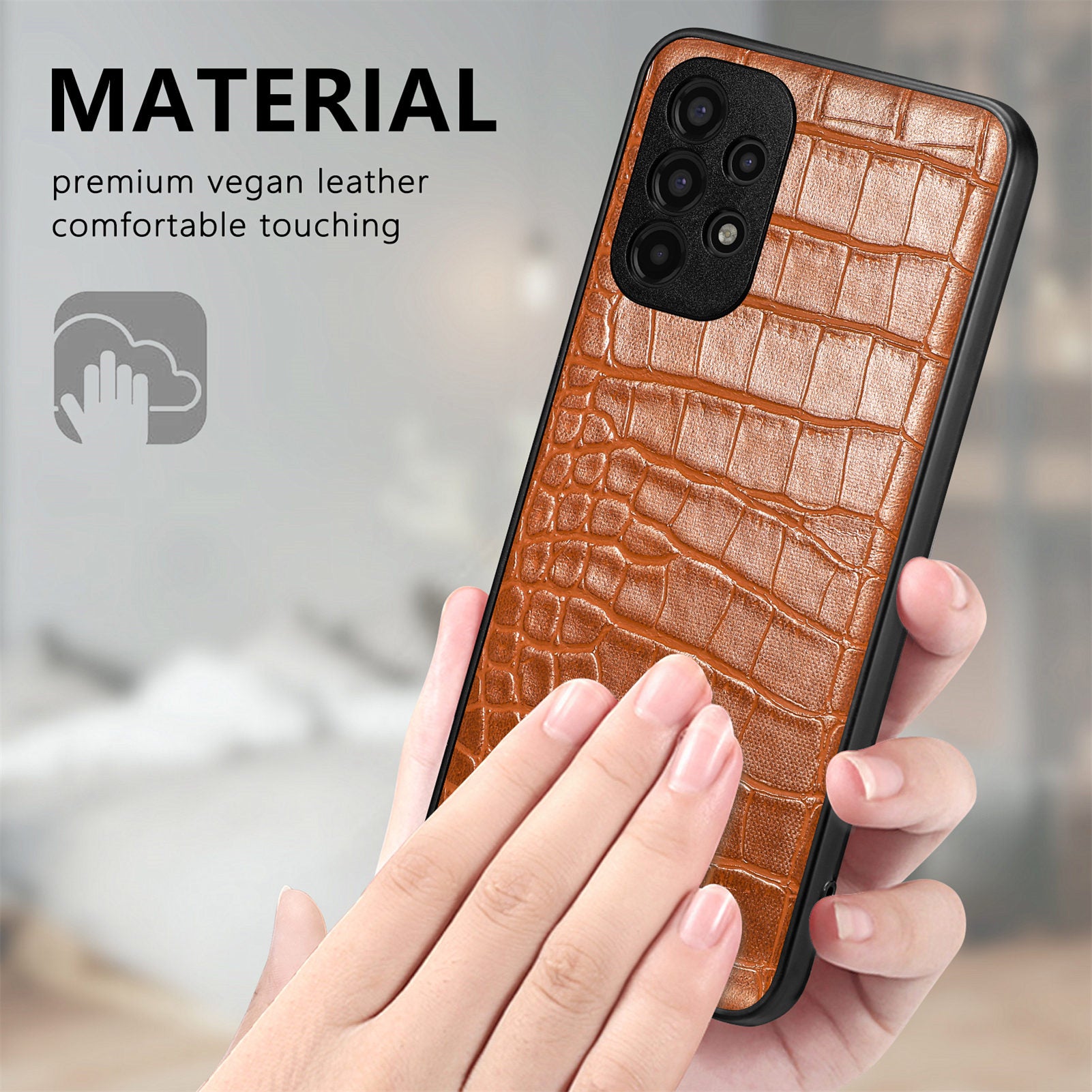 For Samsung Galaxy A13 4G Crocodile Texture Anti-scratch PU Leather Coated TPU Cover Precise Cutout Phone Case