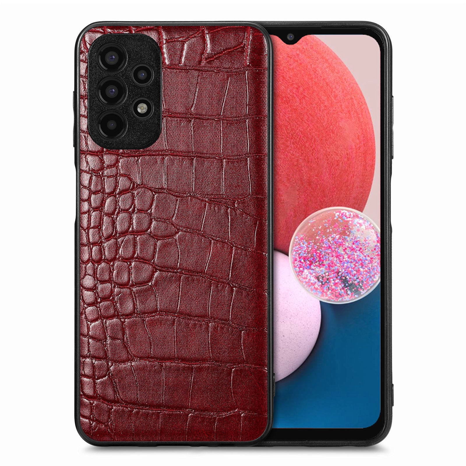 For Samsung Galaxy A13 4G Crocodile Texture Anti-scratch PU Leather Coated TPU Cover Precise Cutout Phone Case