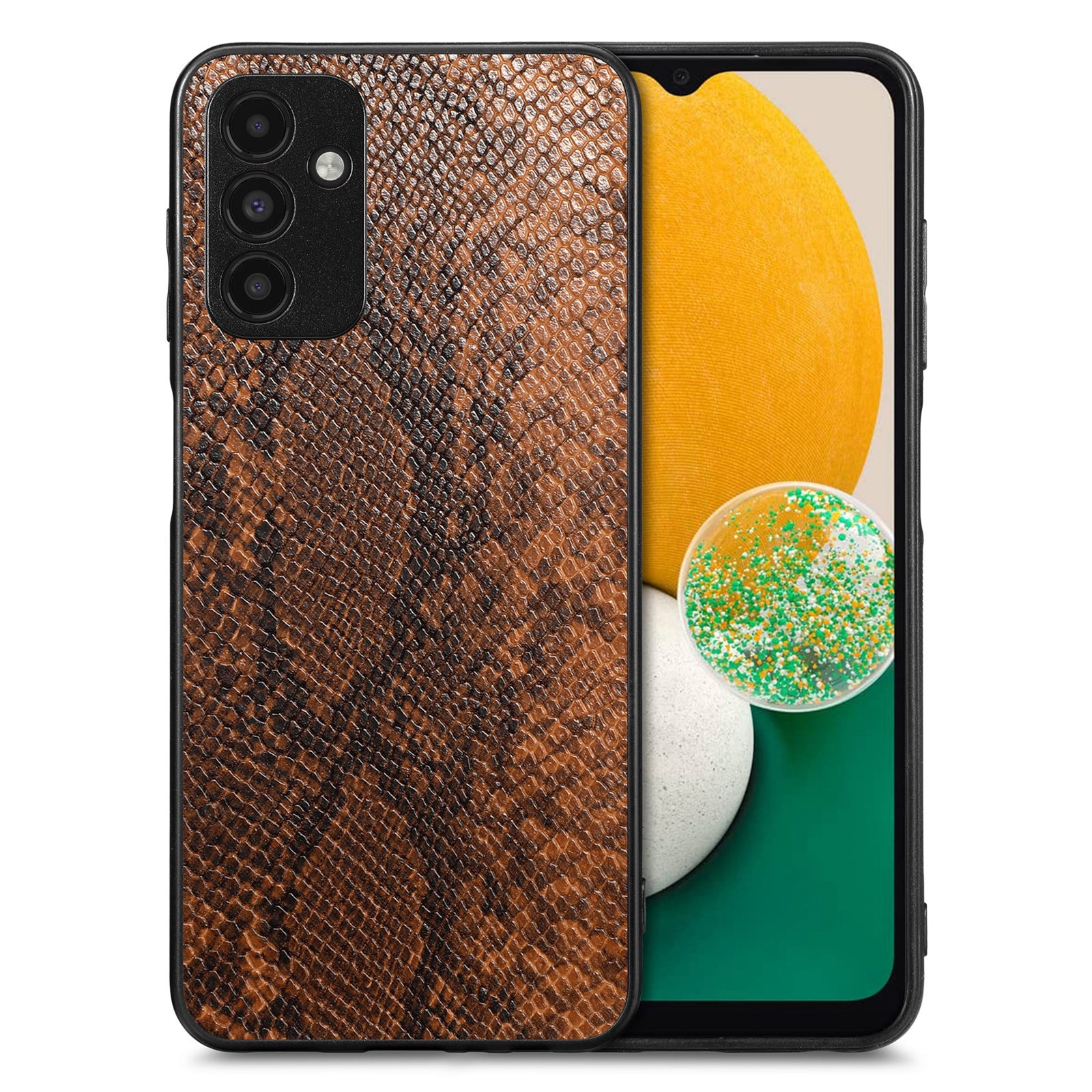 Back Shell for Samsung Galaxy A13 5G Anti-drop Cell Phone Case Snake Texture PU Leather Coated PC TPU Cover