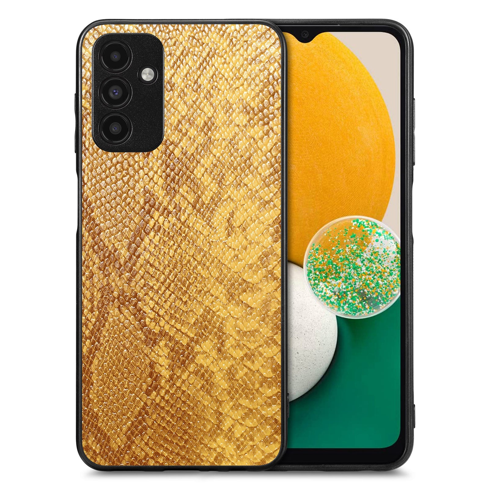 Back Shell for Samsung Galaxy A13 5G Anti-drop Cell Phone Case Snake Texture PU Leather Coated PC TPU Cover