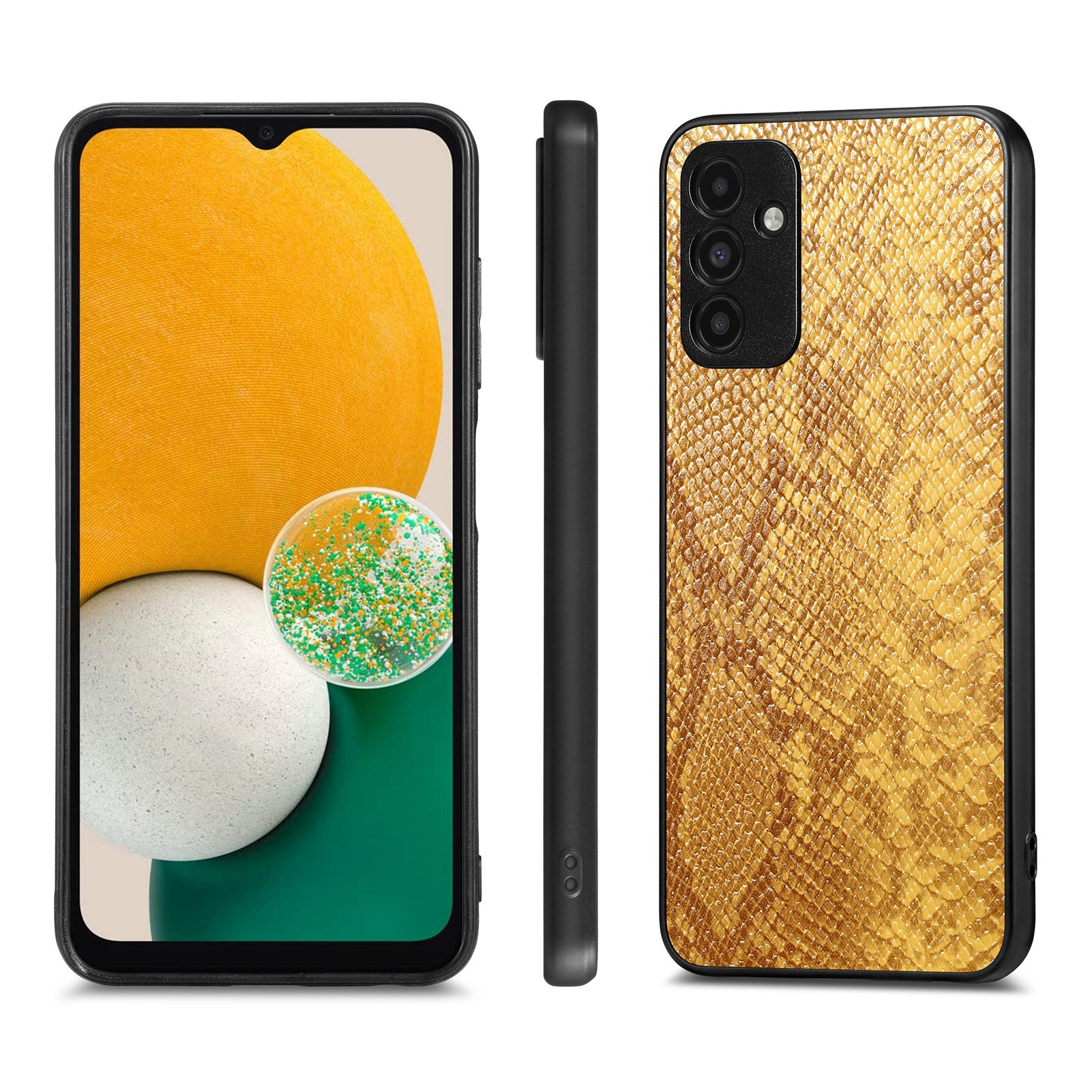 Back Shell for Samsung Galaxy A13 5G Anti-drop Cell Phone Case Snake Texture PU Leather Coated PC TPU Cover