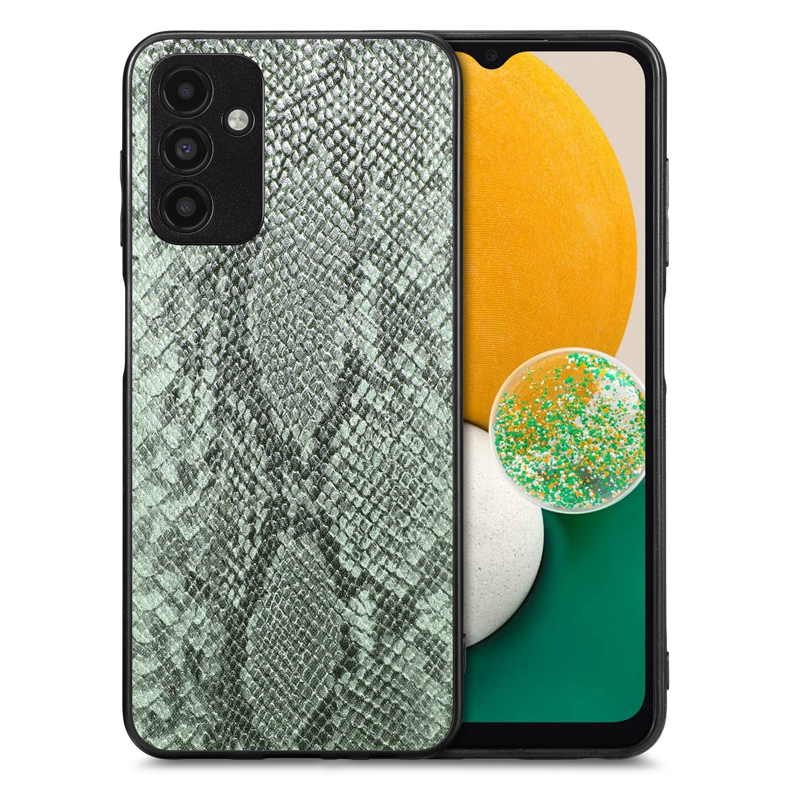 Back Shell for Samsung Galaxy A13 5G Anti-drop Cell Phone Case Snake Texture PU Leather Coated PC TPU Cover