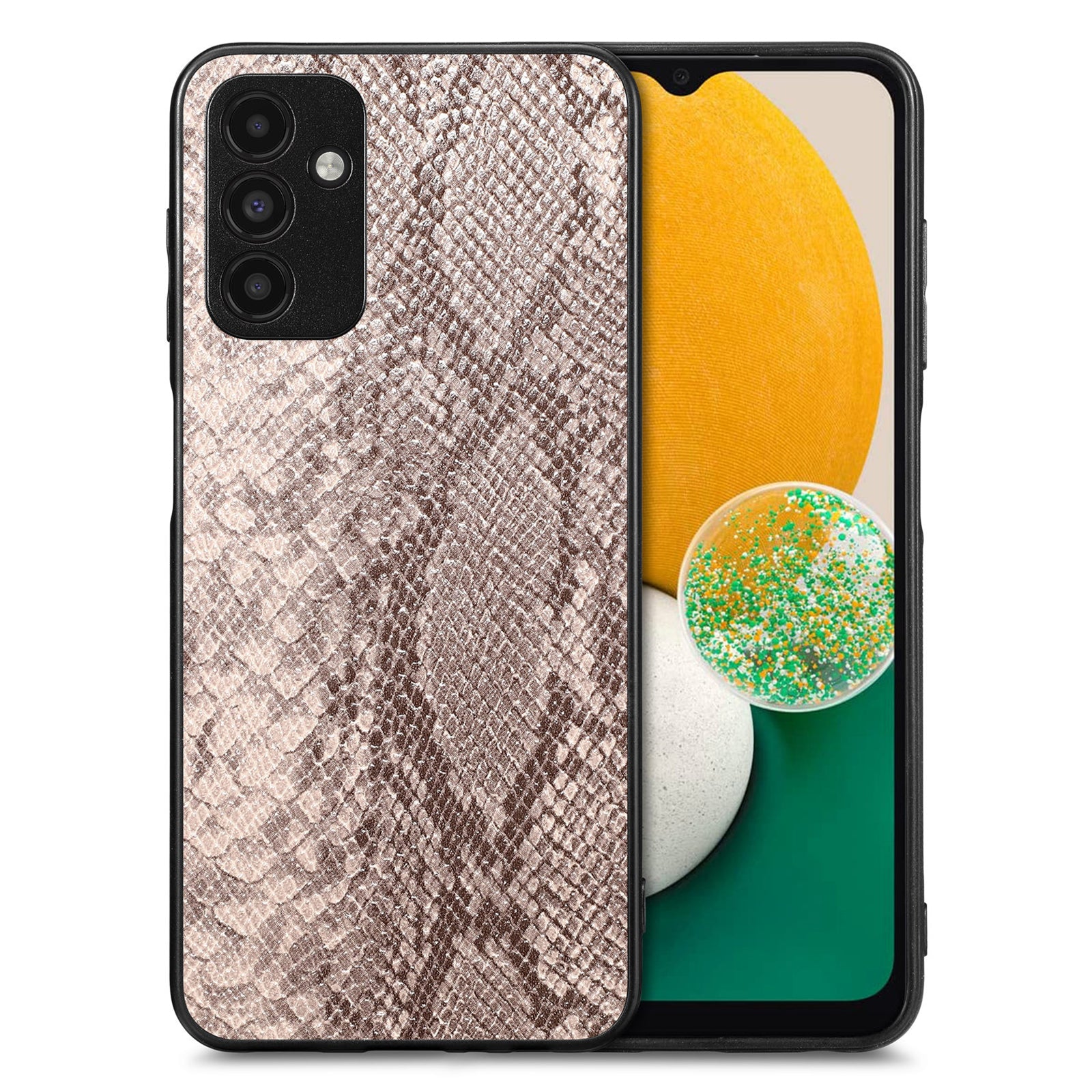 Back Shell for Samsung Galaxy A13 5G Anti-drop Cell Phone Case Snake Texture PU Leather Coated PC TPU Cover