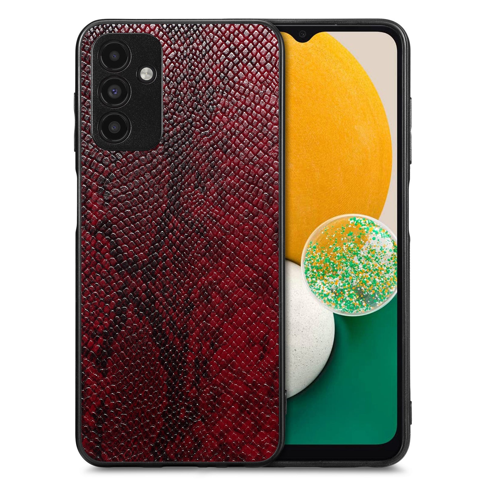 Back Shell for Samsung Galaxy A13 5G Anti-drop Cell Phone Case Snake Texture PU Leather Coated PC TPU Cover