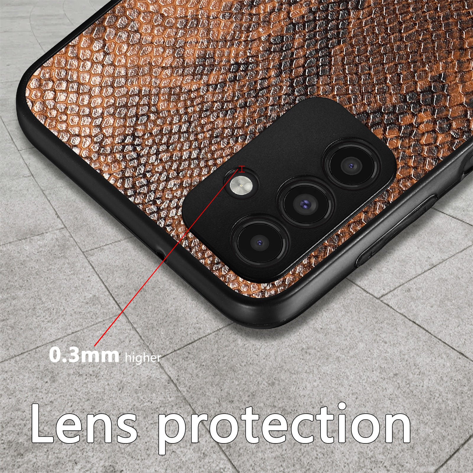 Back Shell for Samsung Galaxy A13 5G Anti-drop Cell Phone Case Snake Texture PU Leather Coated PC TPU Cover