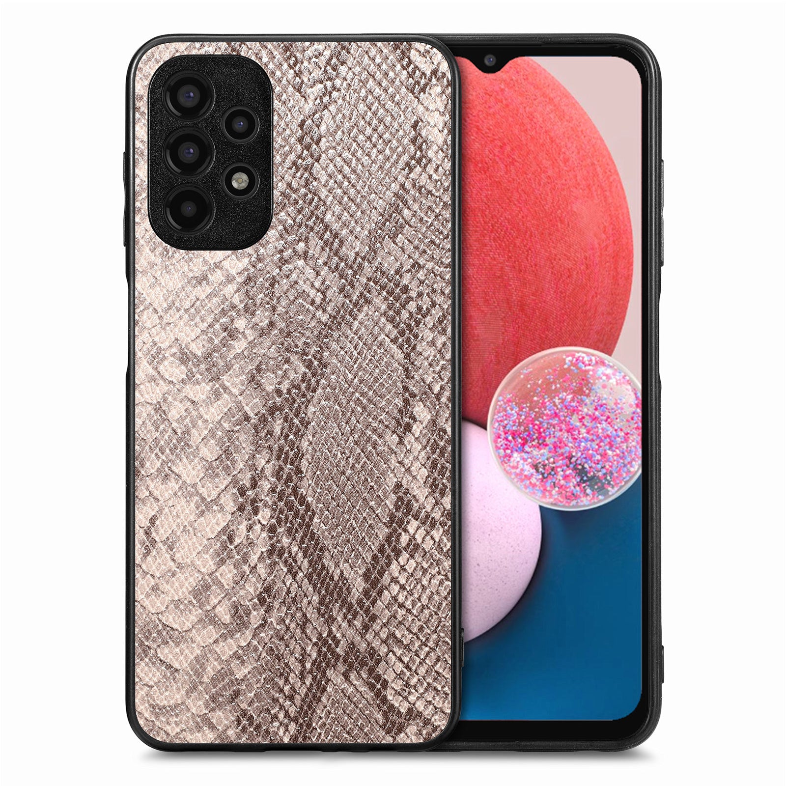 Back Shell for Samsung Galaxy A13 4G Bump Proof Cell Phone Case Snake Texture PU Leather Coated PC TPU Cover