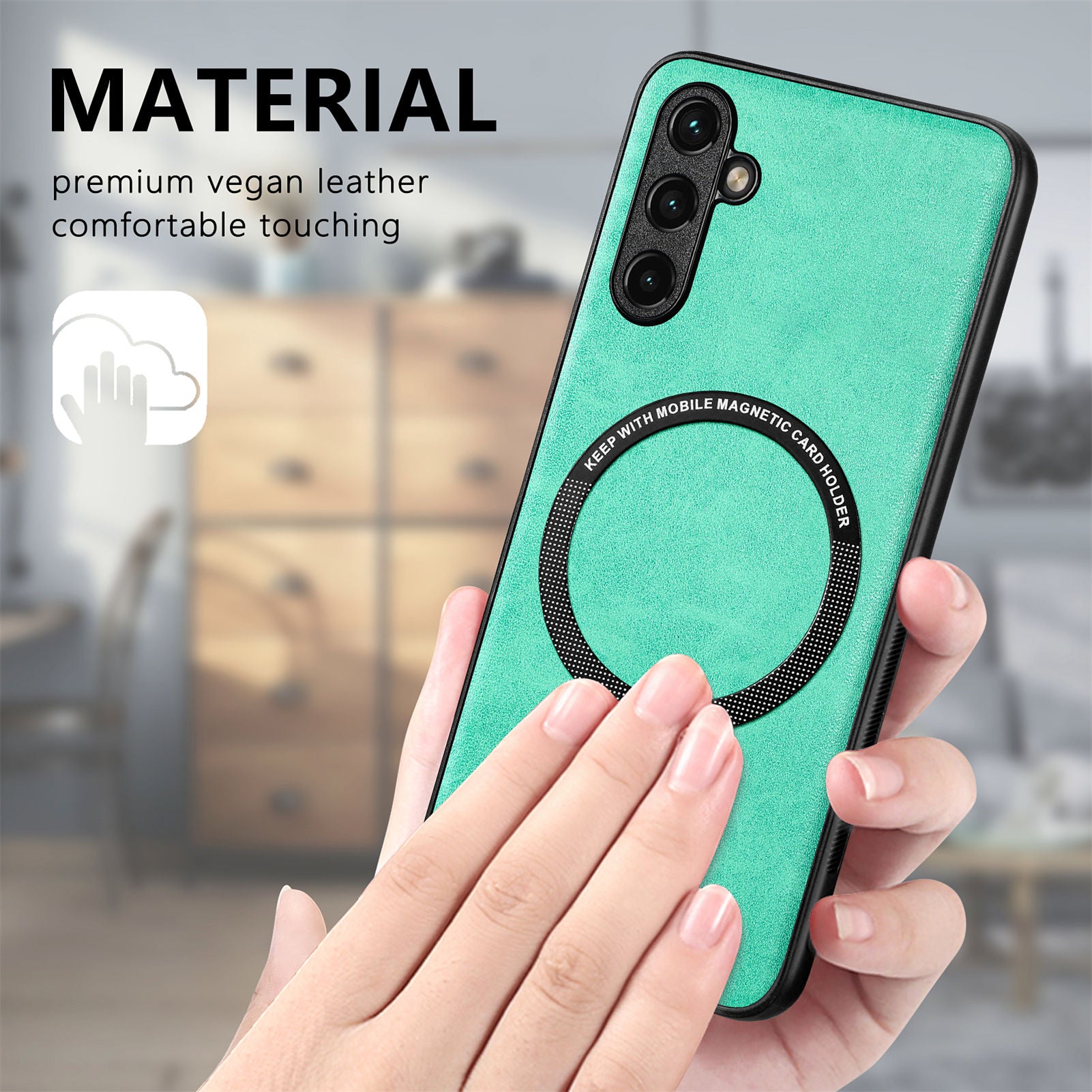 Phone Case Compatible with MagSafe for Samsung Galaxy A14 5G A14 4G PU Leather Coated PC TPU Cover