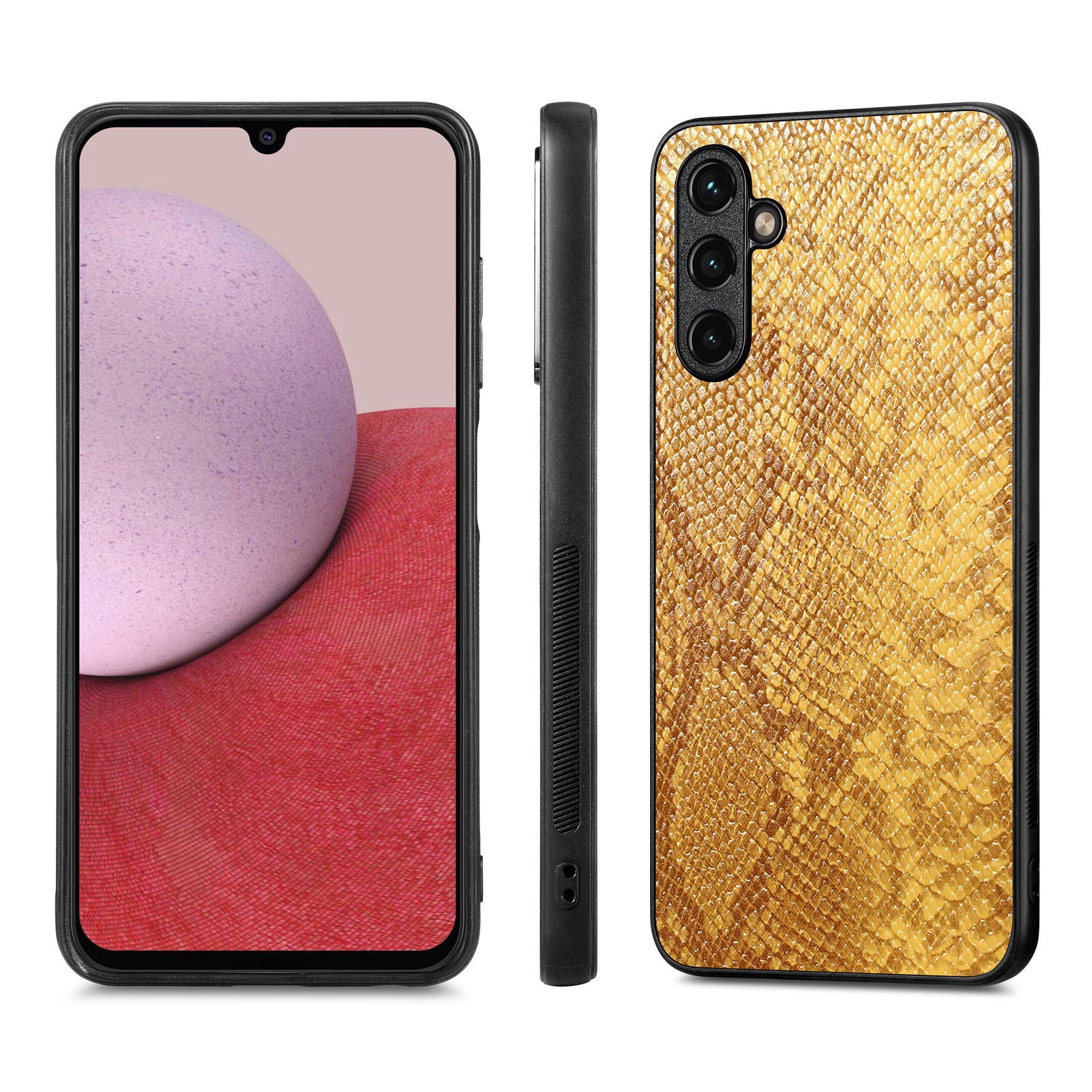 Snake Texture Phone Case for Samsung Galaxy A14 5G A14 4G PU Leather Coated PC TPU Cell Phone Cover