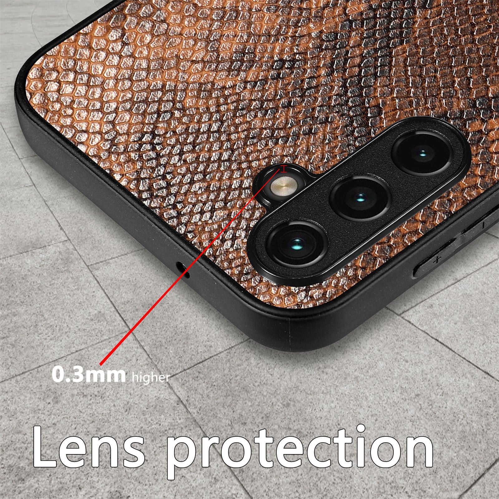 Snake Texture Phone Case for Samsung Galaxy A14 5G A14 4G PU Leather Coated PC TPU Cell Phone Cover