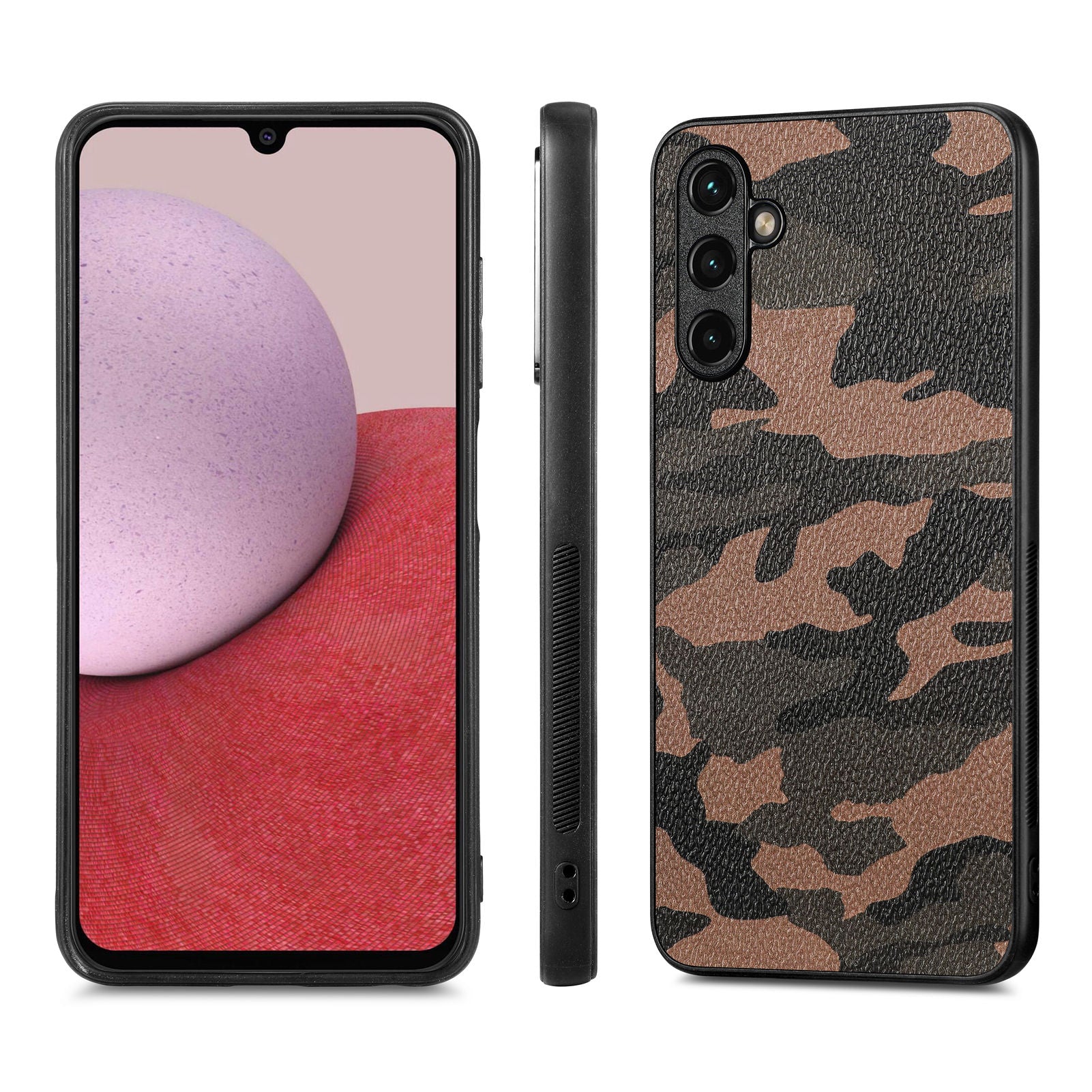 For Samsung Galaxy A14 5G A14 4G Slim Phone Case Camouflage Pattern Leather Coated PC TPU Cell Phone Cover