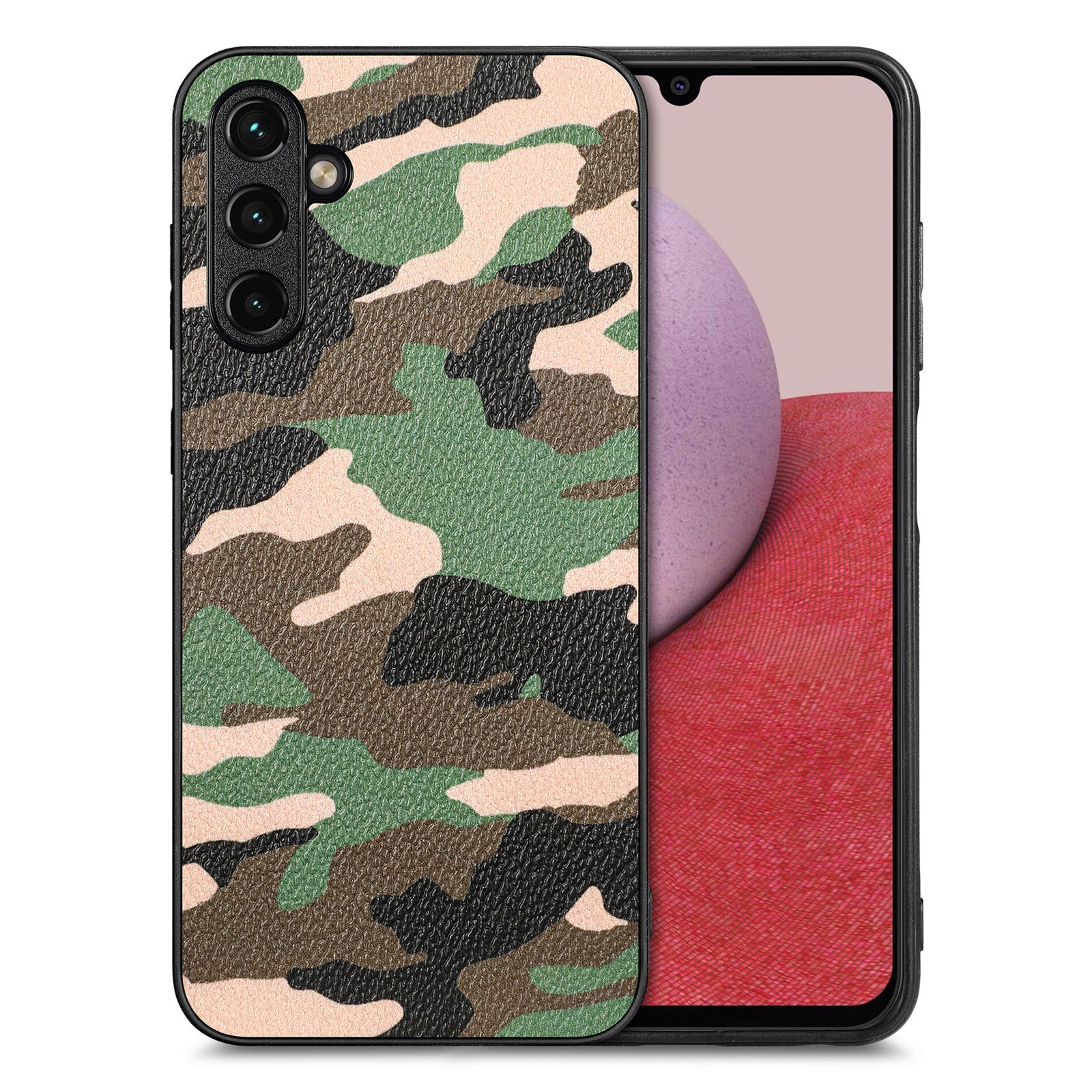 For Samsung Galaxy A14 5G A14 4G Slim Phone Case Camouflage Pattern Leather Coated PC TPU Cell Phone Cover