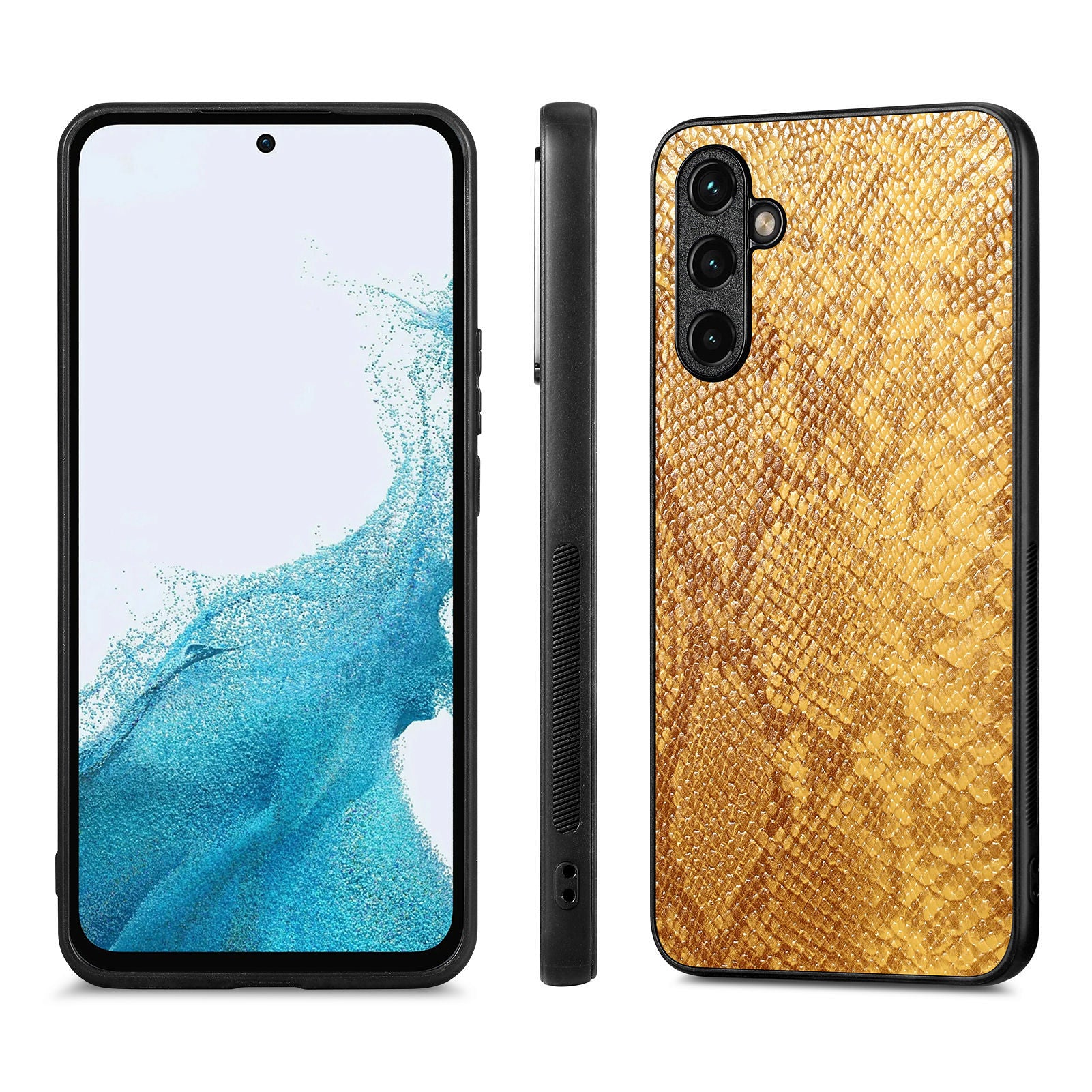 Phone Cover for Samsung Galaxy A54 5G Snake Texture PU Leather Coated PC TPU Protective Phone Case