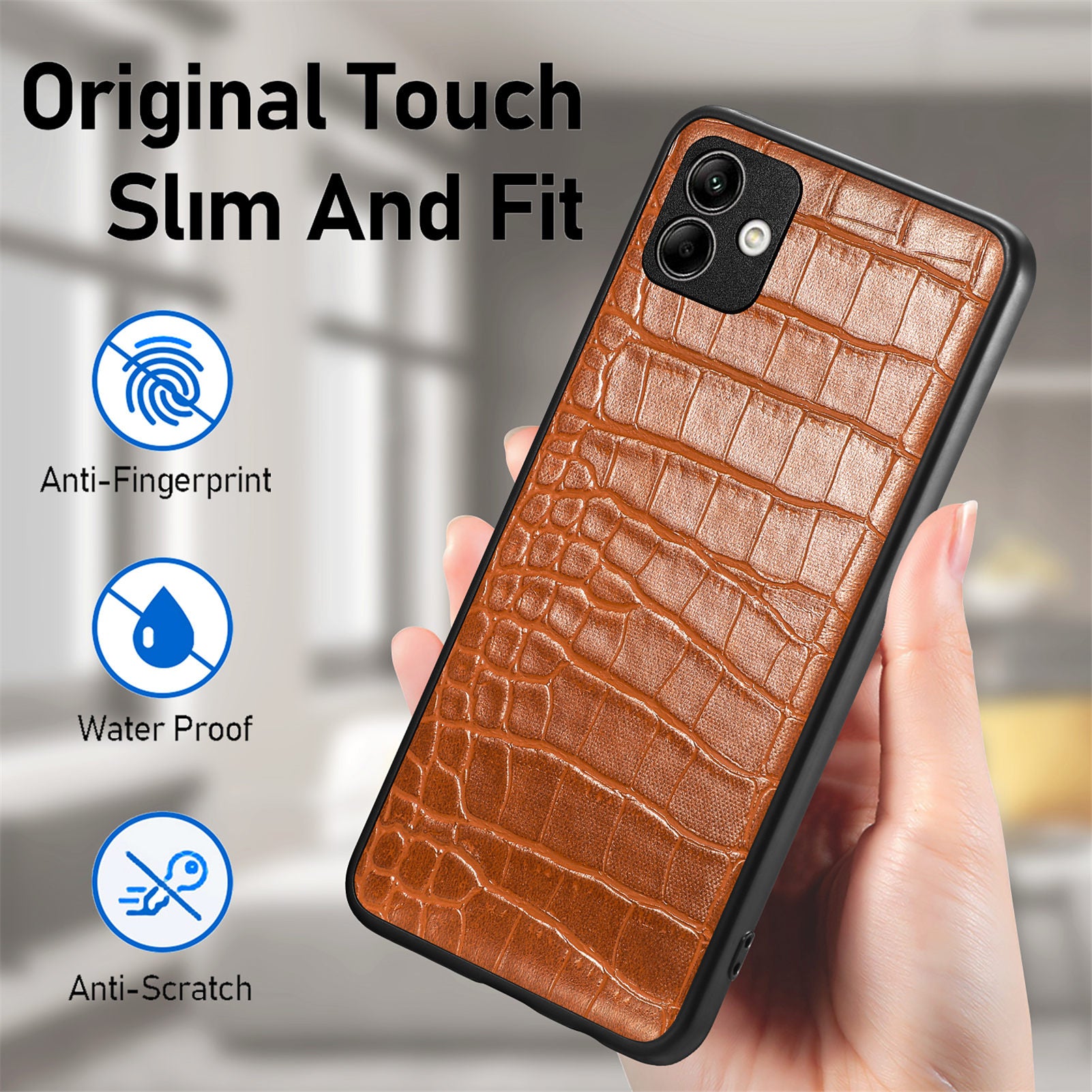 For Samsung Galaxy A04 4G (164.4 x 76.3 x 9.1 mm) Crocodile Texture Case PU Leather Coated TPU Phone Cover