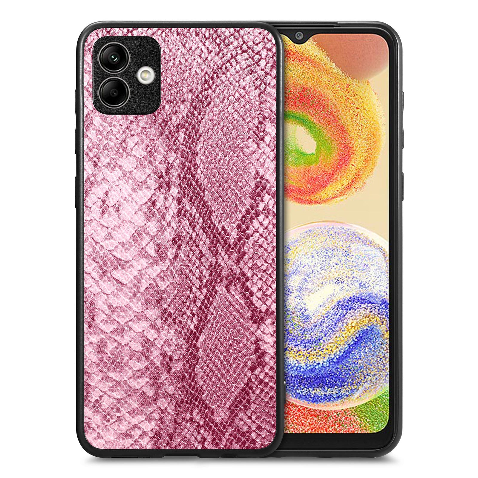 For Samsung Galaxy A04 4G (164.4 x 76.3 x 9.1 mm) Phone Case Snake Texture Leather Coated PC TPU Anti-drop Cover