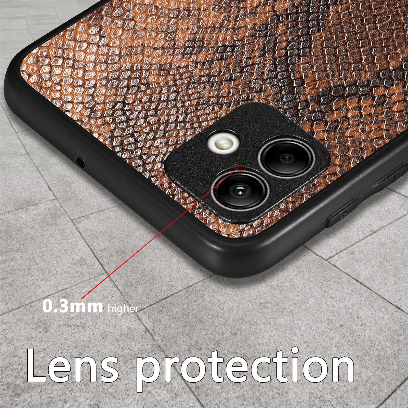 For Samsung Galaxy A04 4G (164.4 x 76.3 x 9.1 mm) Phone Case Snake Texture Leather Coated PC TPU Anti-drop Cover