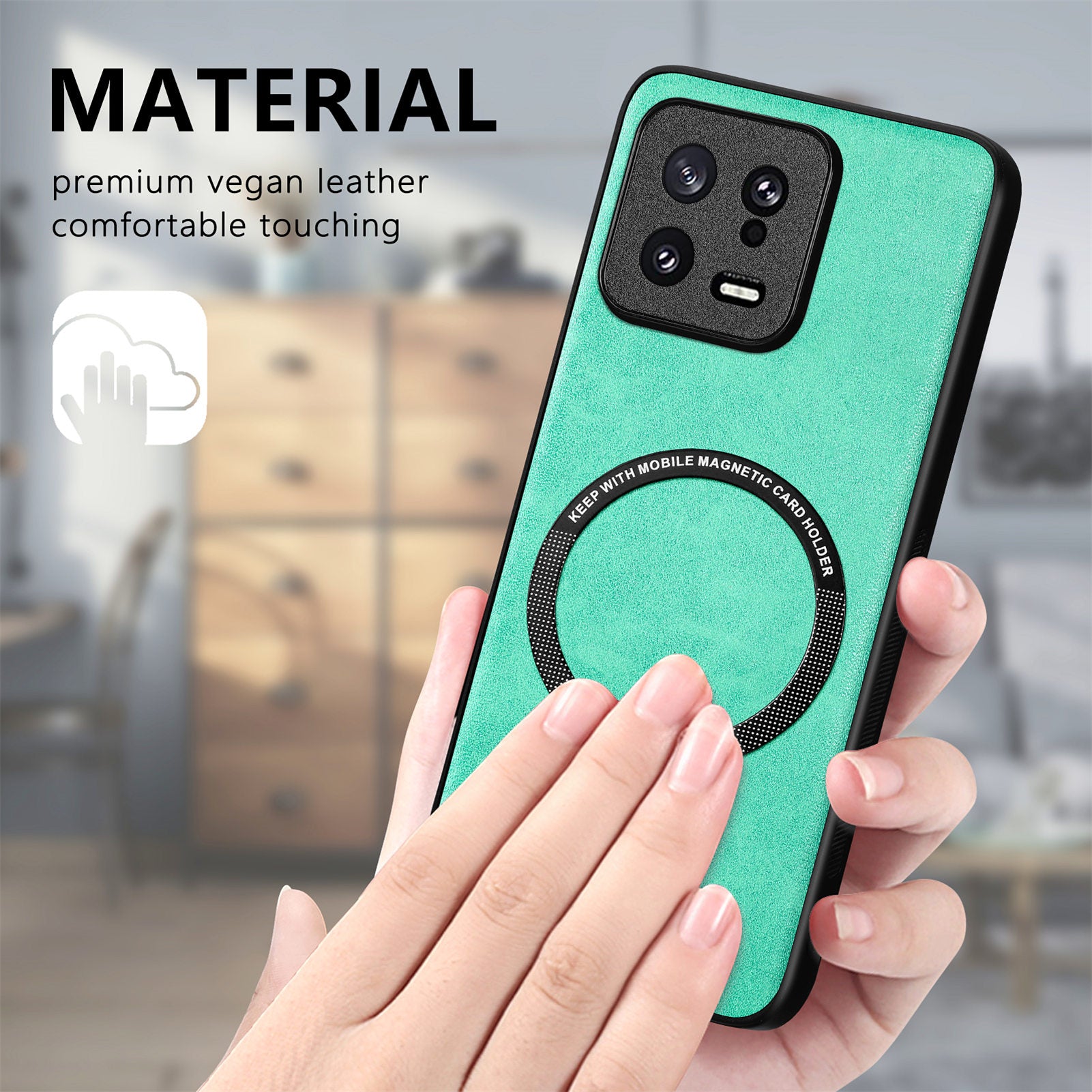 Anti-drop Phone Case Compatible with MagSafe for Xiaomi 13 5G PU Leather Coated PC TPU Cover