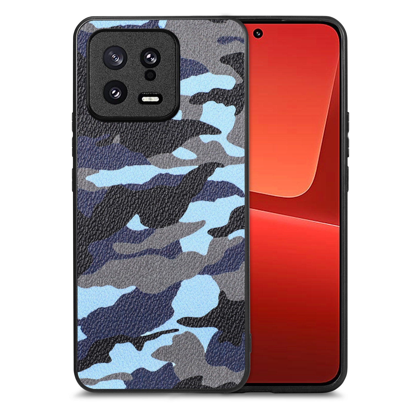 Leather Coated PC TPU Phone Case for Xiaomi 13 5G Precise Cutout Camouflage Pattern Phone Cover