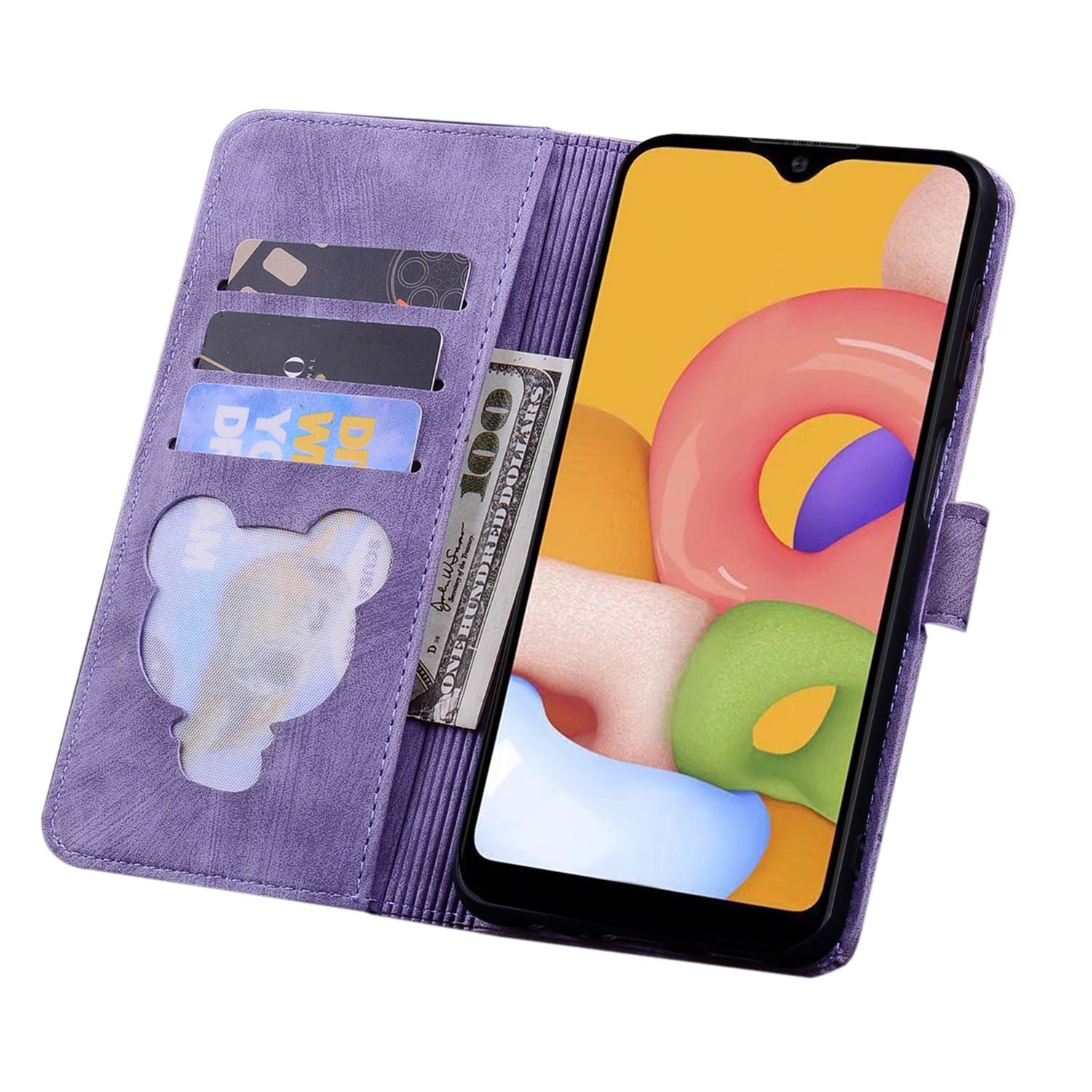 For Samsung Galaxy A54 5G PU Leather Wallet Case Imprinted Cat Flower Phone Stand Cover with Strap