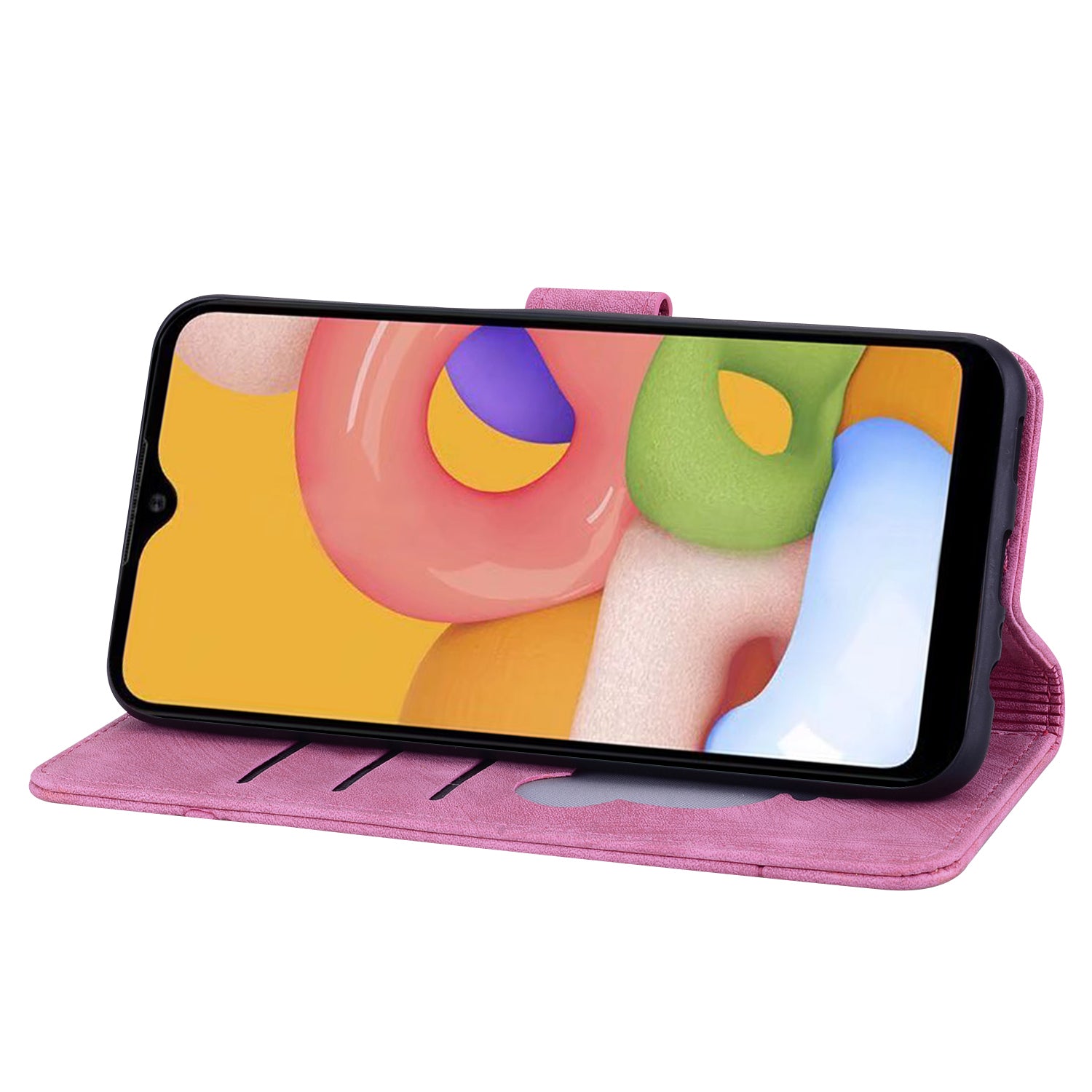 For Samsung Galaxy A54 5G PU Leather Wallet Case Imprinted Cat Flower Phone Stand Cover with Strap